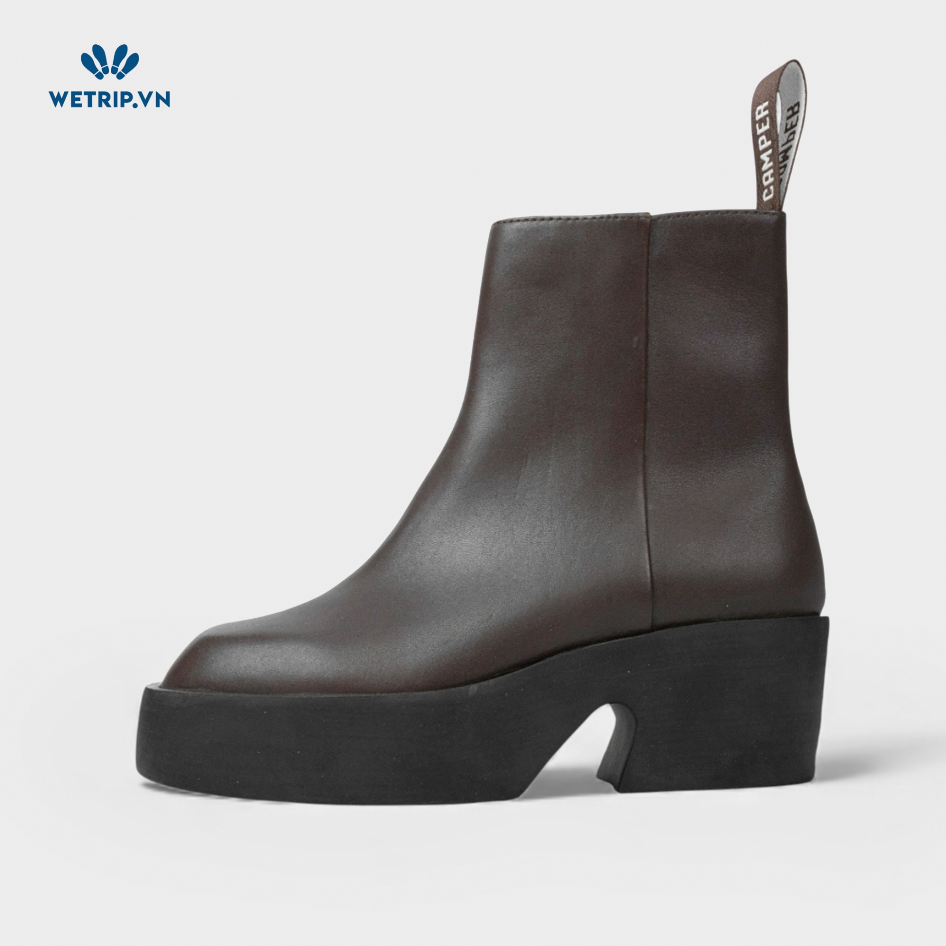 Boots Lửng Cao Gót We_Camper (Da Nâu) Mã BL-CG-CP-030-B