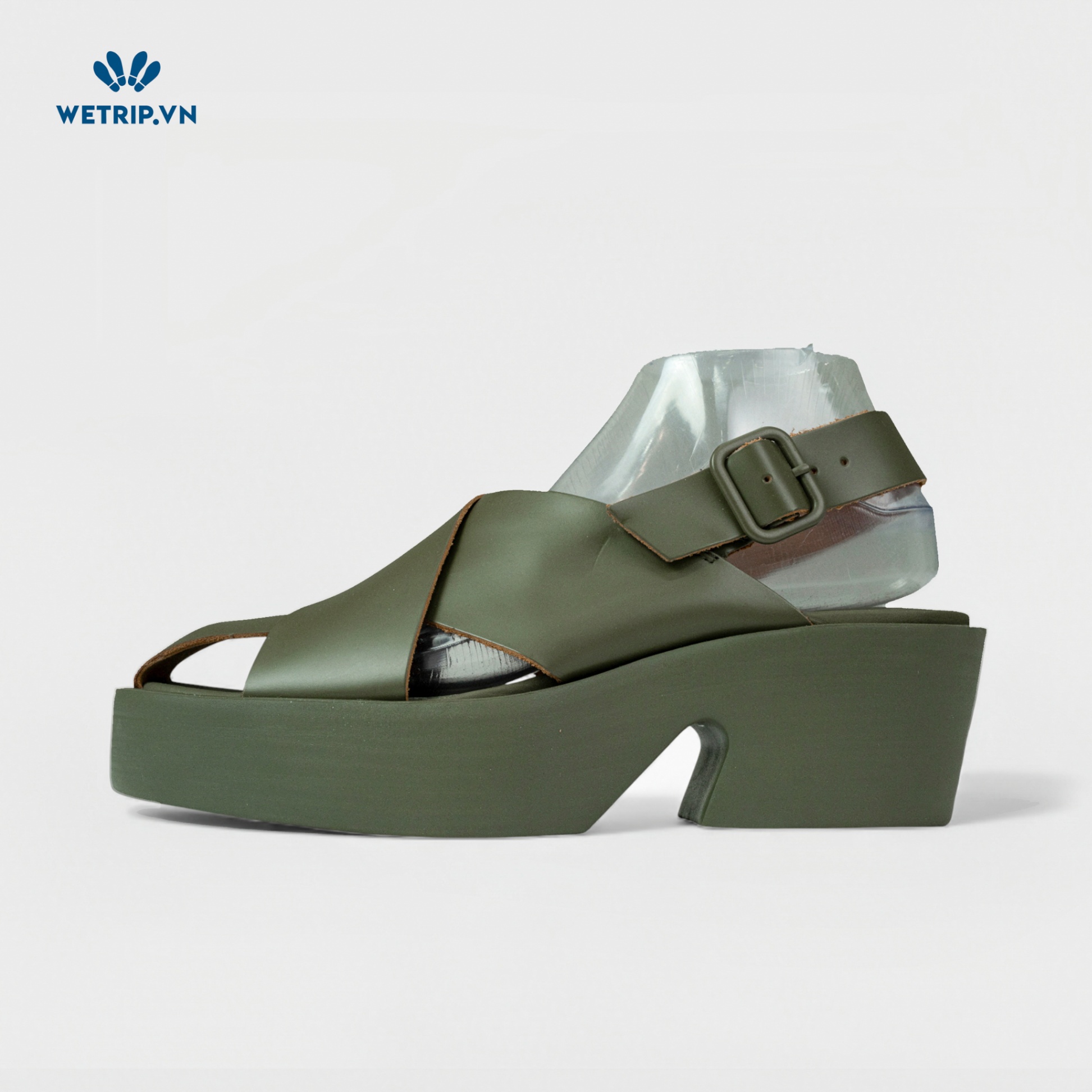 Sandal Cao Gót Camper (Da - Xanh) Mã SDCG-CP-050-B