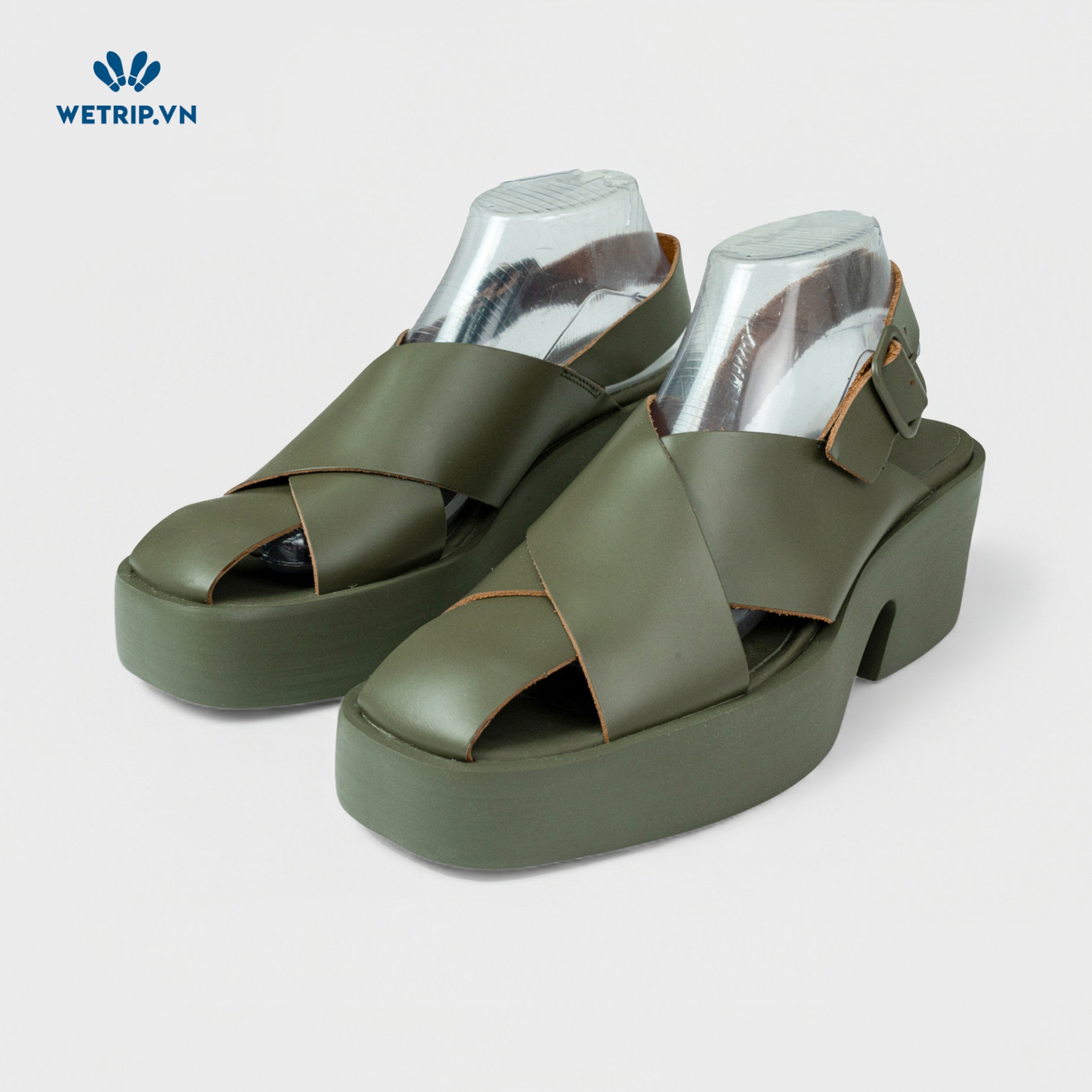 Sandal Cao Gót Camper (Da - Xanh) Mã SDCG-CP-050-B