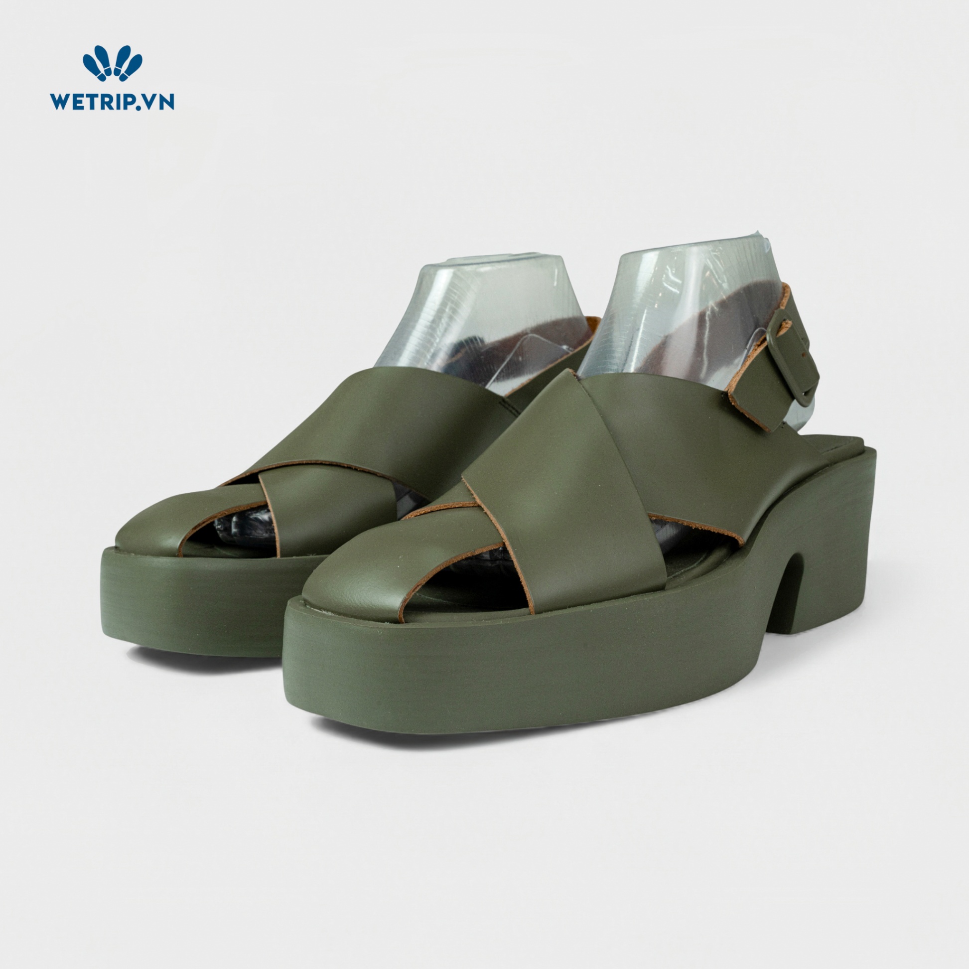 Sandal Cao Gót Camper (Da - Xanh) Mã SDCG-CP-050-B