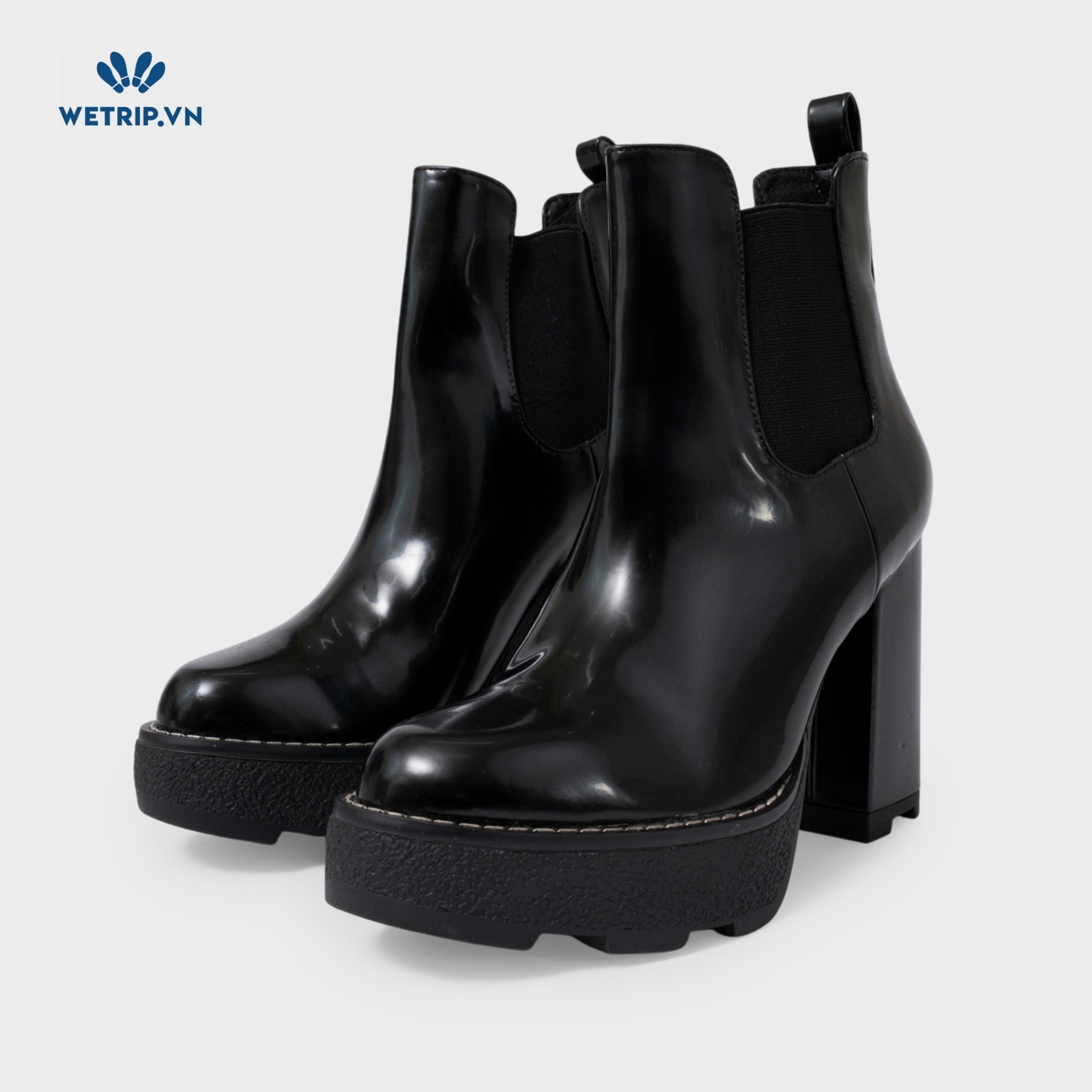 Boots Lửng Cao Gót Belinda peregrin (Da bóng-Đen) Mã BL-CG-PERE-001-A