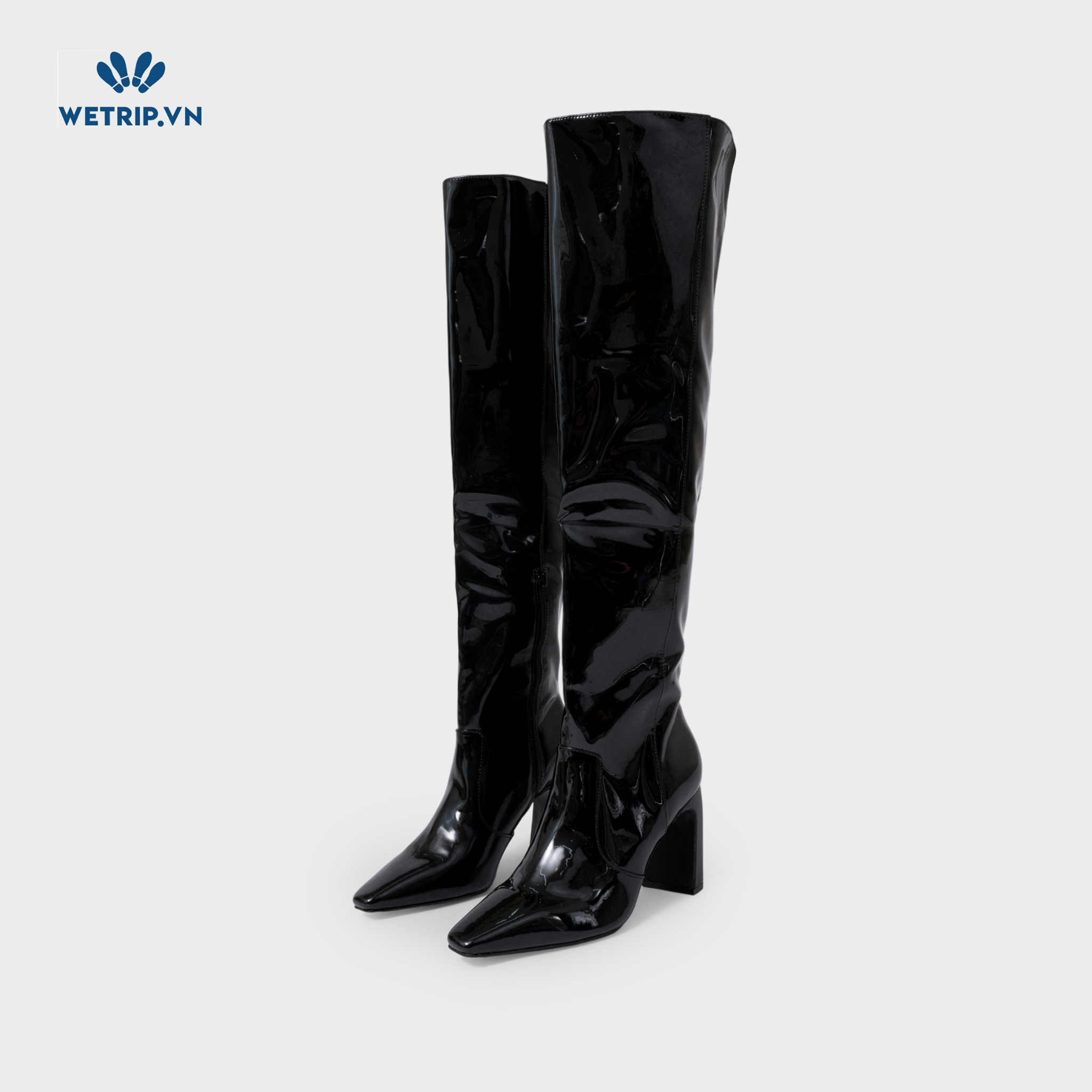 Boots Đầu Gối Cao Gót I.N.C (Da bóng-Đen) Mã BDG-CG-INC-002-A