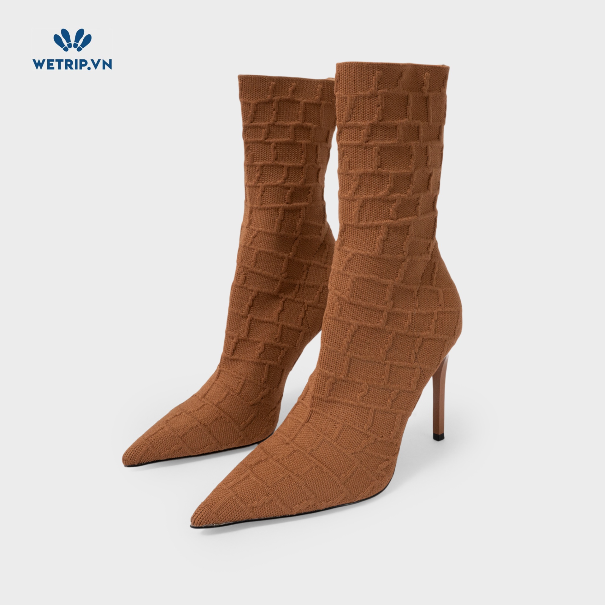 Boots Lửng Cao Gót Steve Madden (Vải-Nâu) Mã BL-CG-SMD-006-A