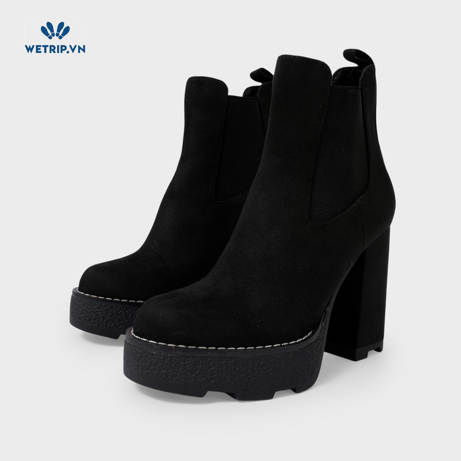 Boots Lửng Cao Gót Belinda peregrin (Da lộn-Đen) Mã BL-CG-PERE-001-A1