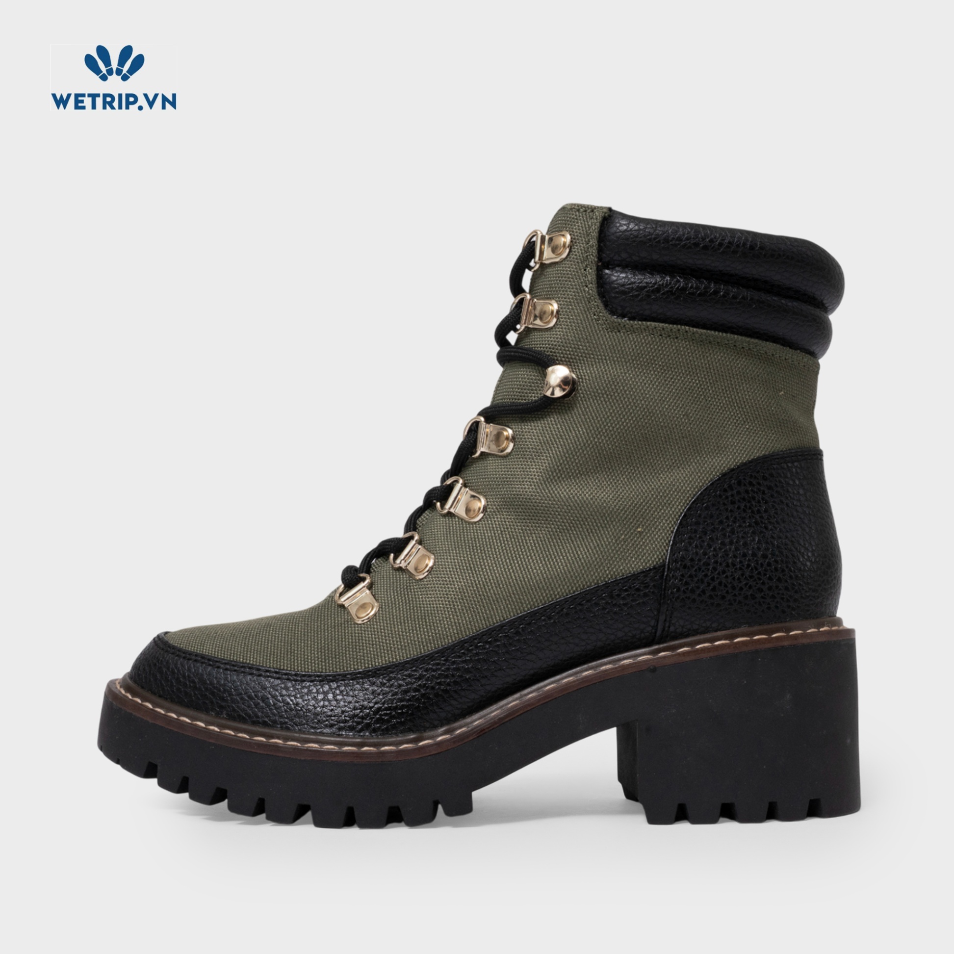 Boots Mắt Cá Cao Gót Giani Bernini (Xanh rêu phối đen) Mã BMC-CG-GBE-001-A