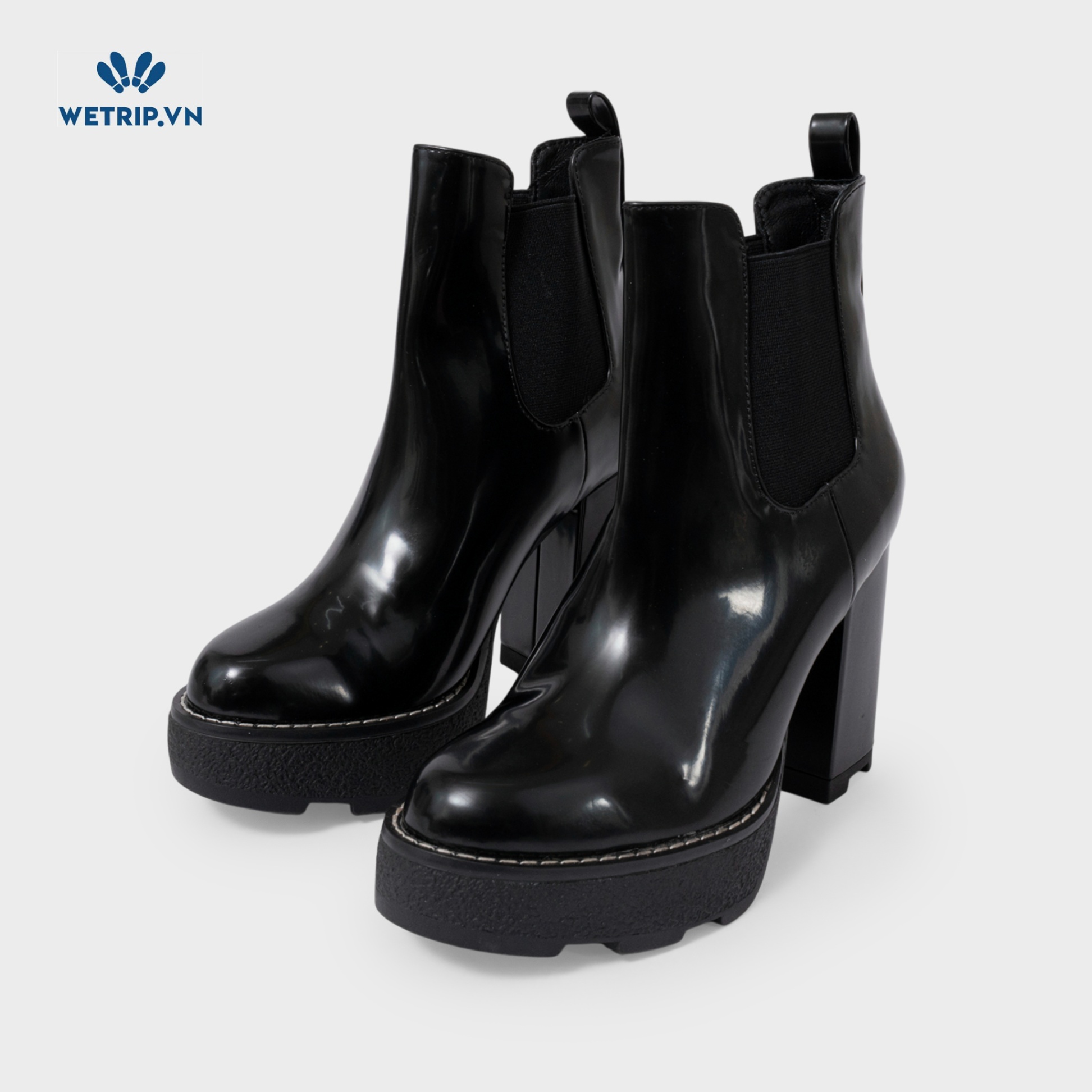 Boots Lửng Cao Gót Belinda peregrin (Da bóng-Đen) Mã BL-CG-PERE-001-A