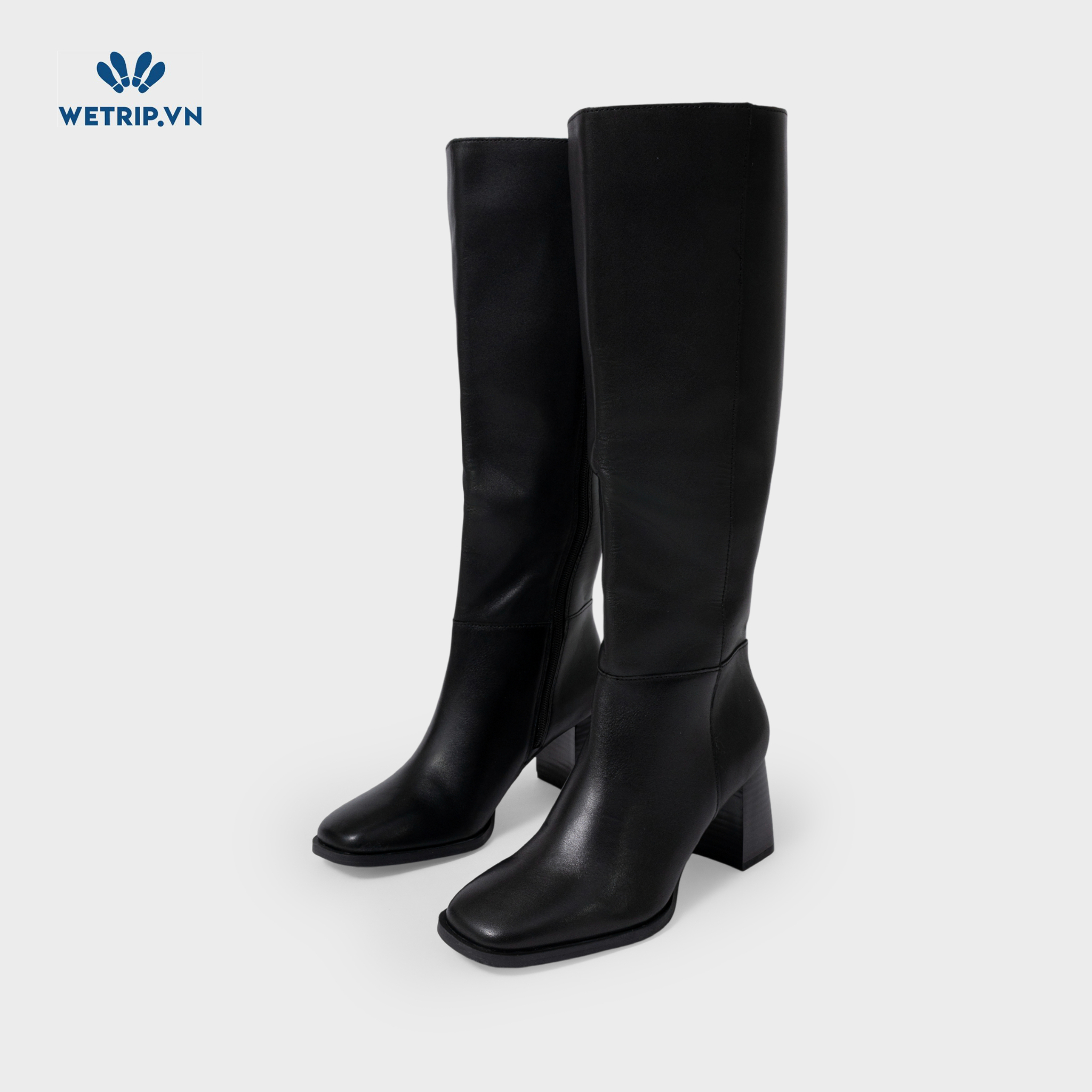 Boots Đầu Gối Cao Gót I.N.C (Da-Đen, gót vuông) Mã BDG-CG-INC-001-A