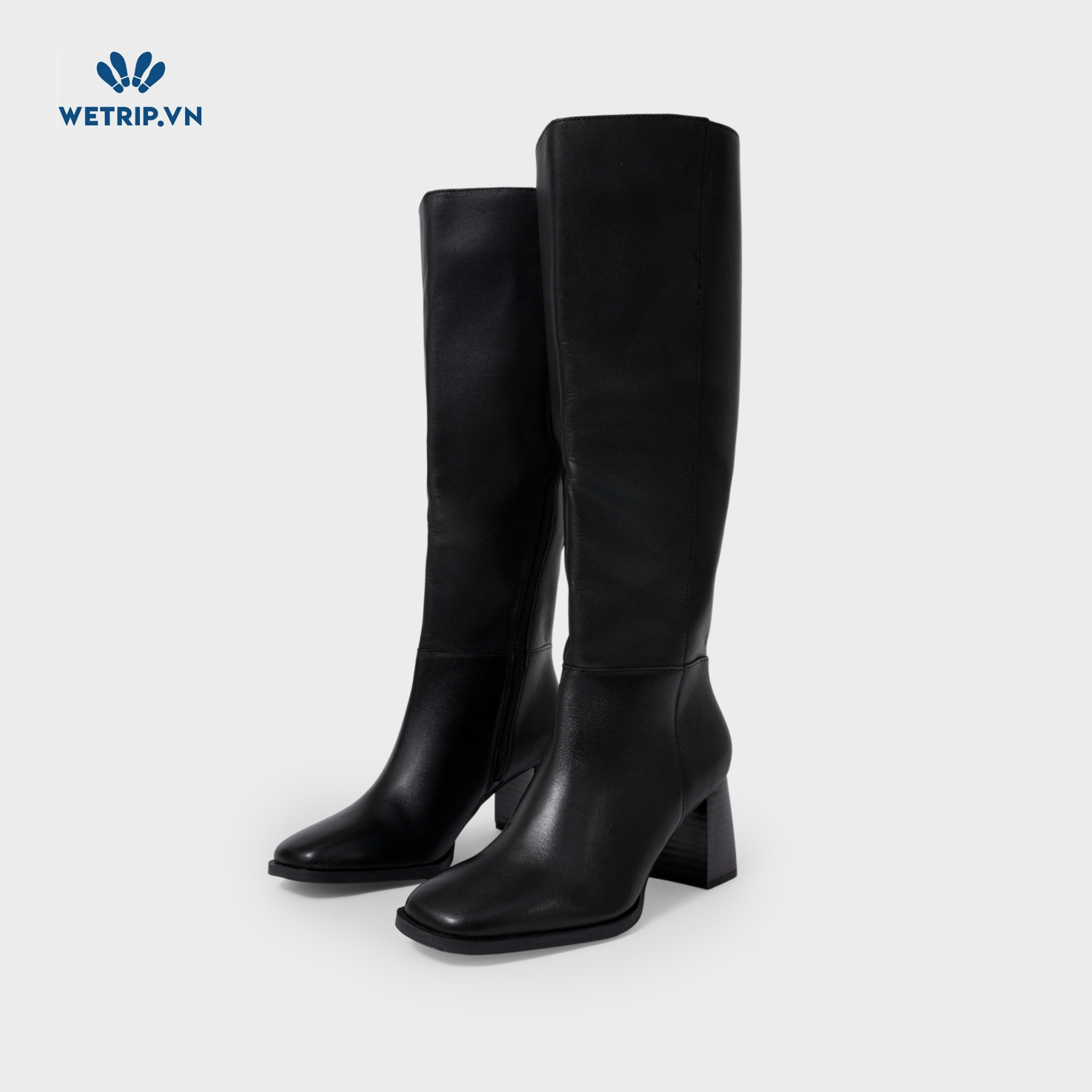 Boots Đầu Gối Cao Gót I.N.C (Da-Đen, gót vuông) Mã BDG-CG-INC-001-A