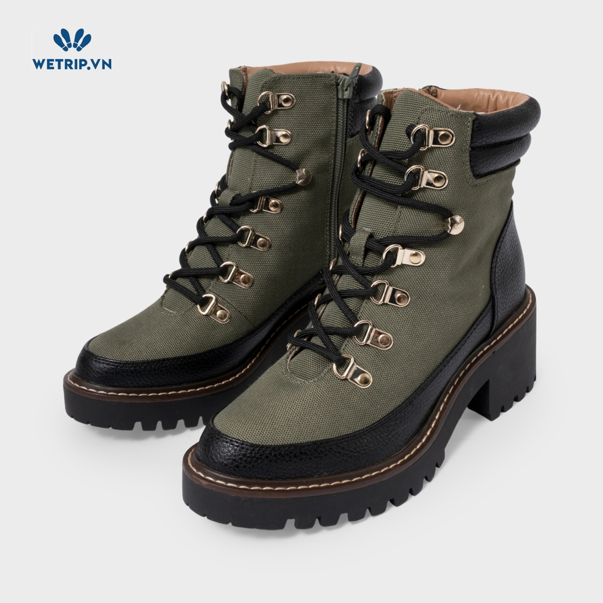 Boots Mắt Cá Cao Gót Giani Bernini (Xanh rêu phối đen) Mã BMC-CG-GBE-001-A