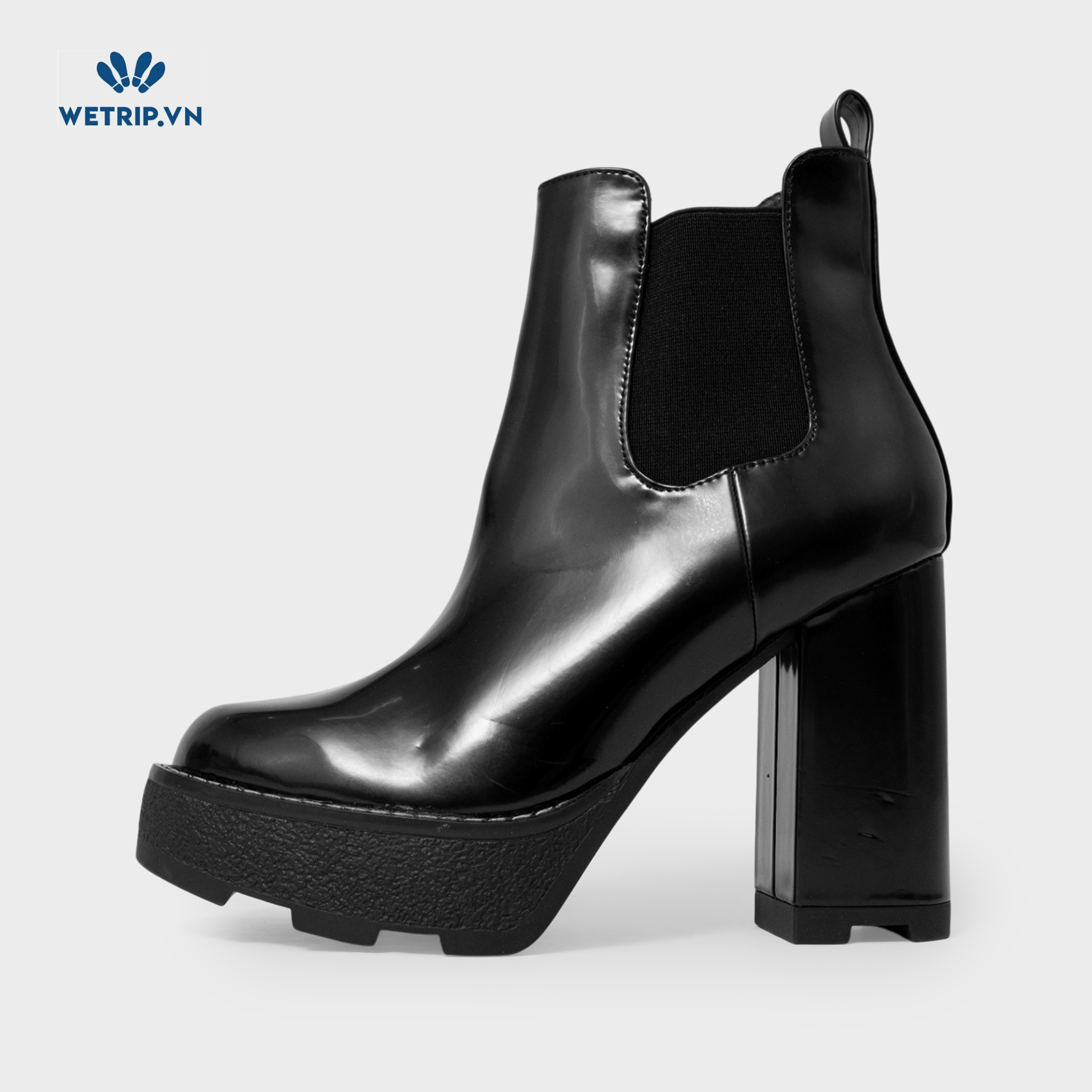 Boots Lửng Cao Gót Belinda peregrin (Da bóng-Đen) Mã BL-CG-PERE-001-A