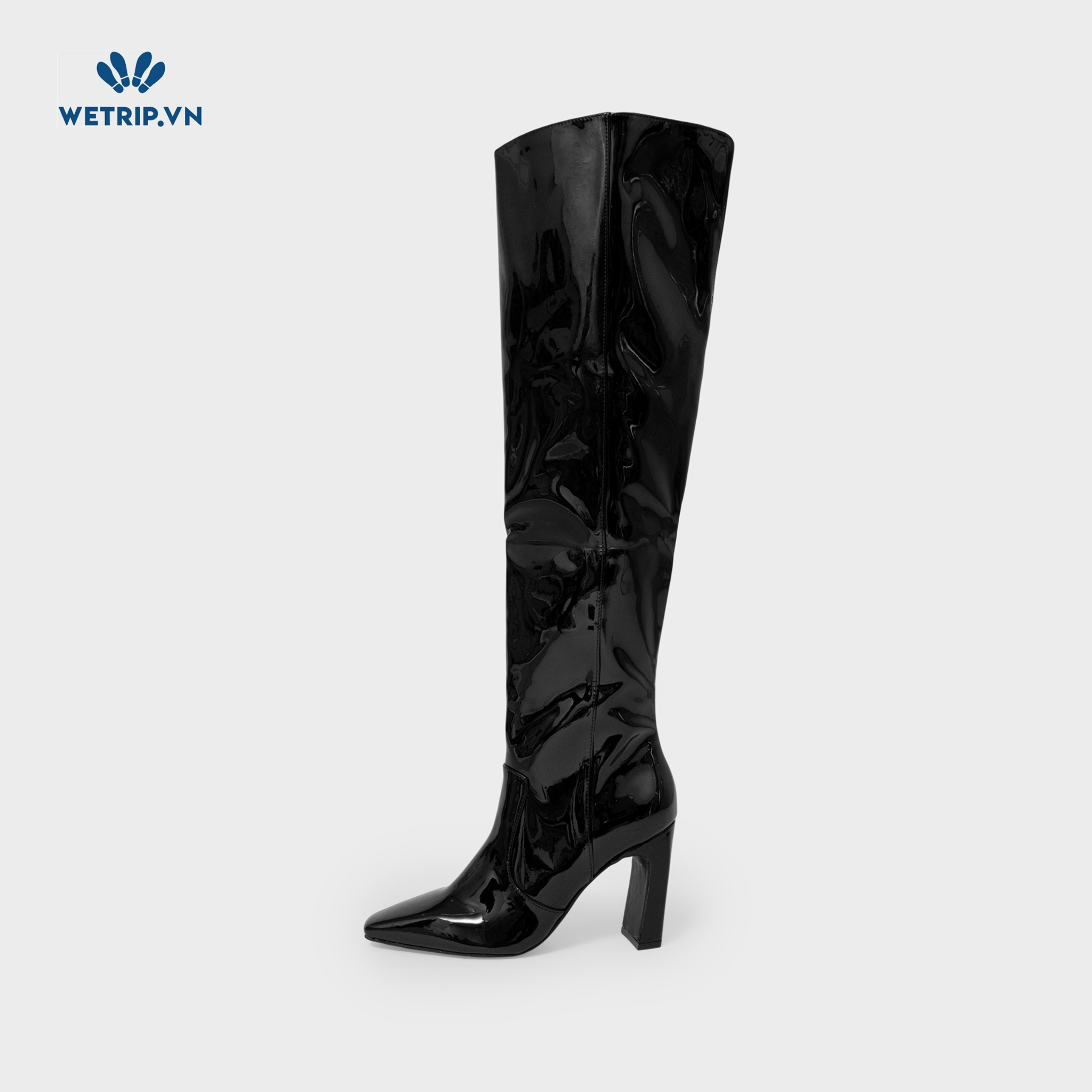 Boots Đầu Gối Cao Gót I.N.C (Da bóng-Đen) Mã BDG-CG-INC-002-A