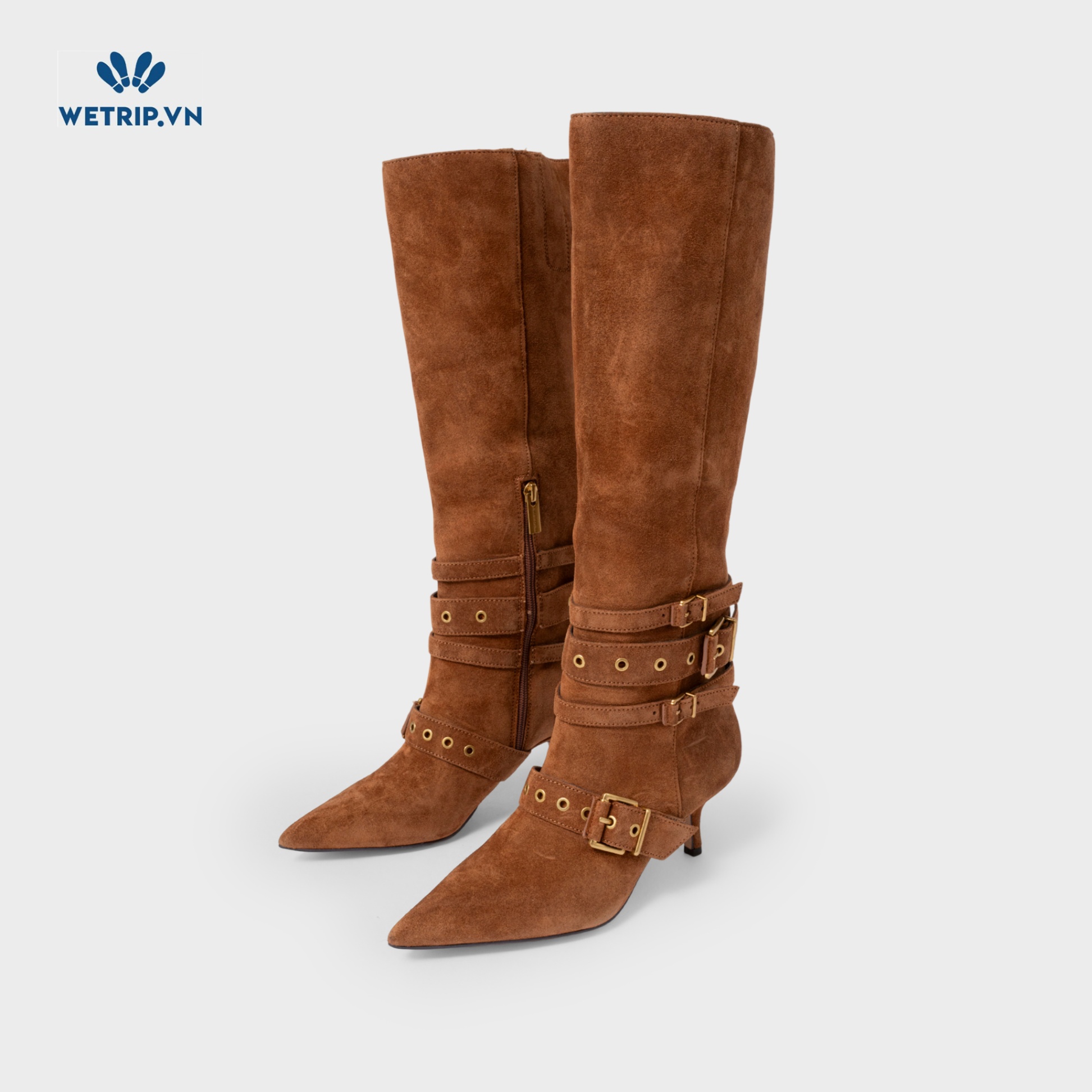 Boots Đầu Gối Cao Gót Vince Camuto (Da lộn-Nâu) Mã BDG-CG-VC-010-B