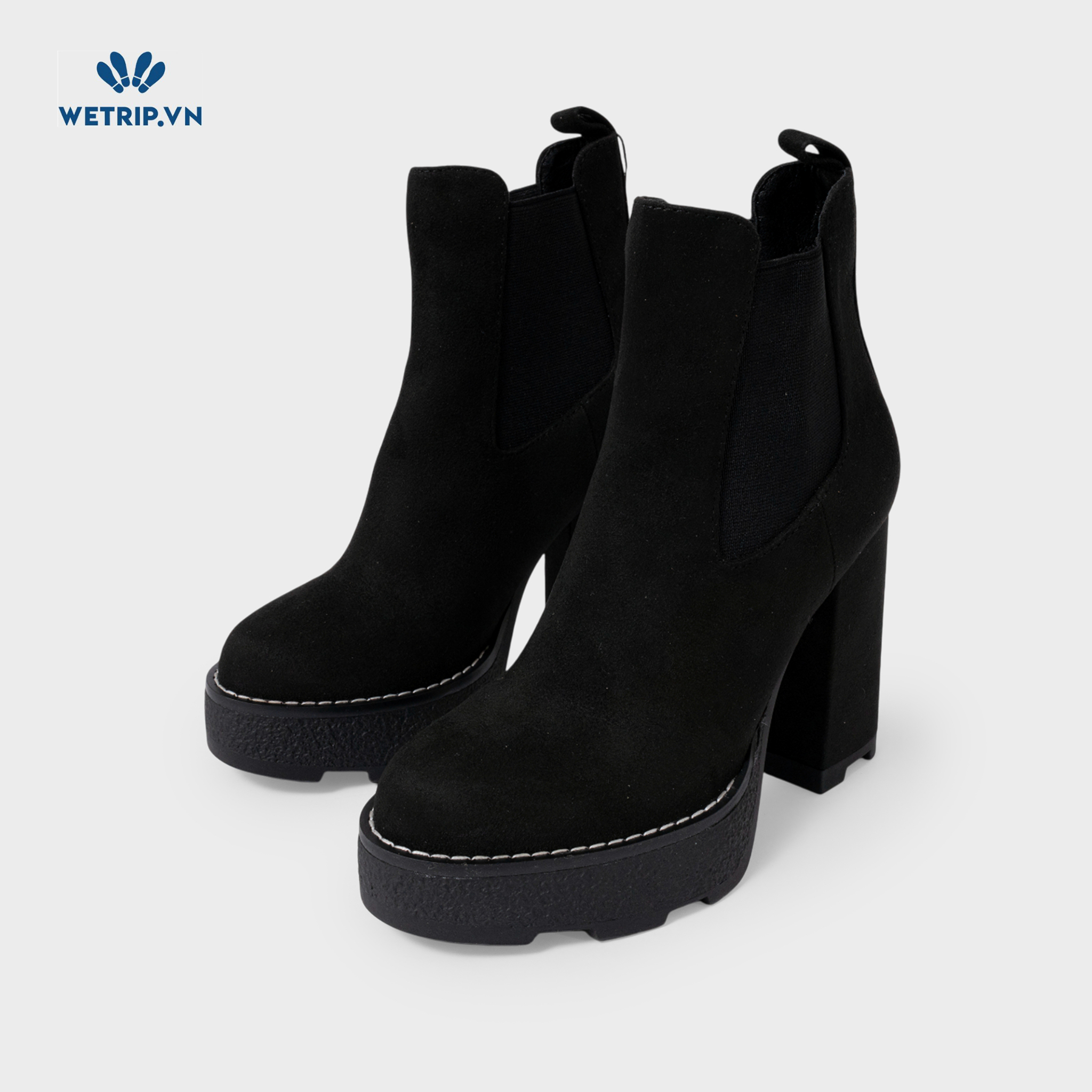Boots Lửng Cao Gót Belinda peregrin (Da lộn-Đen) Mã BL-CG-PERE-001-A1