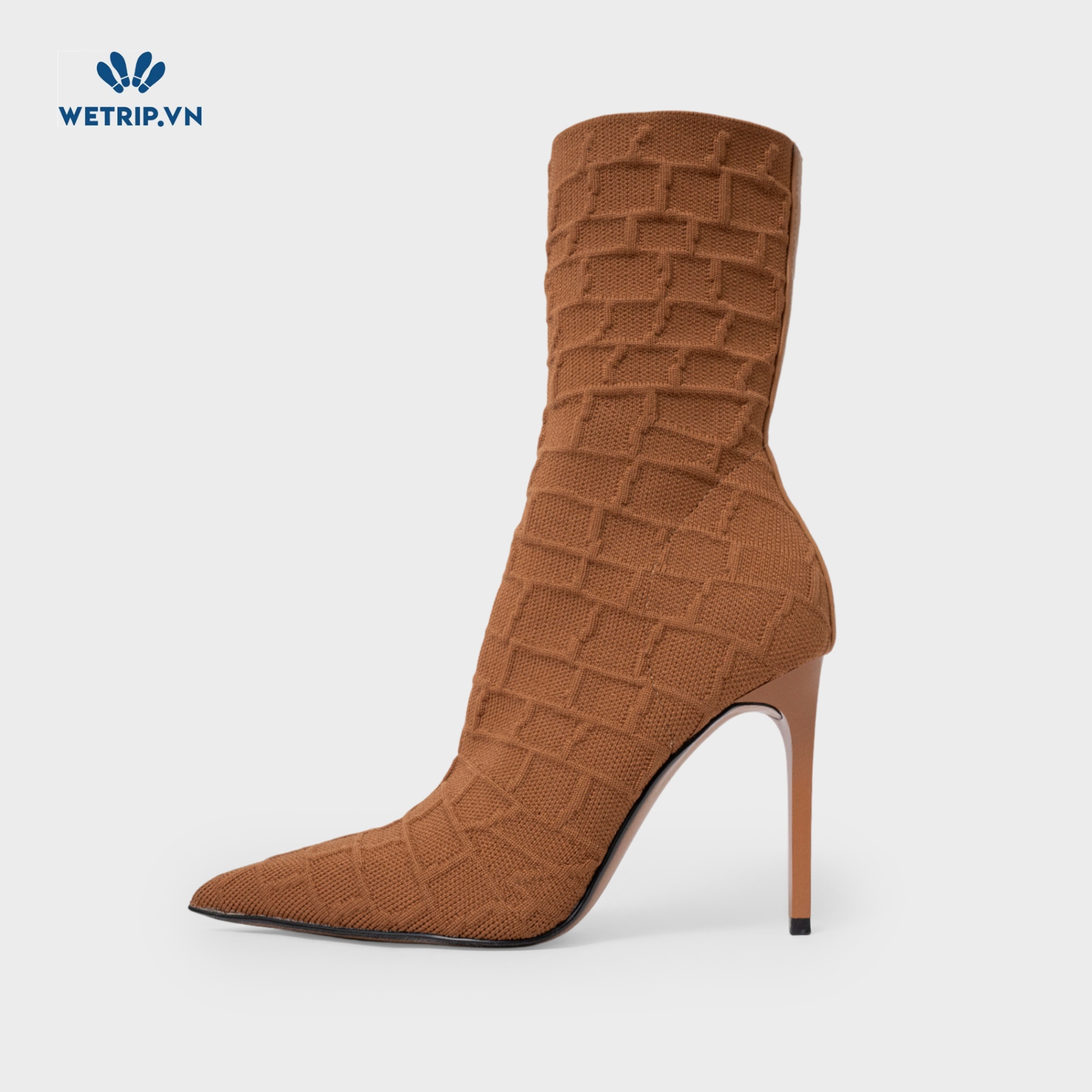 Boots Lửng Cao Gót Steve Madden (Vải-Nâu) Mã BL-CG-SMD-006-A