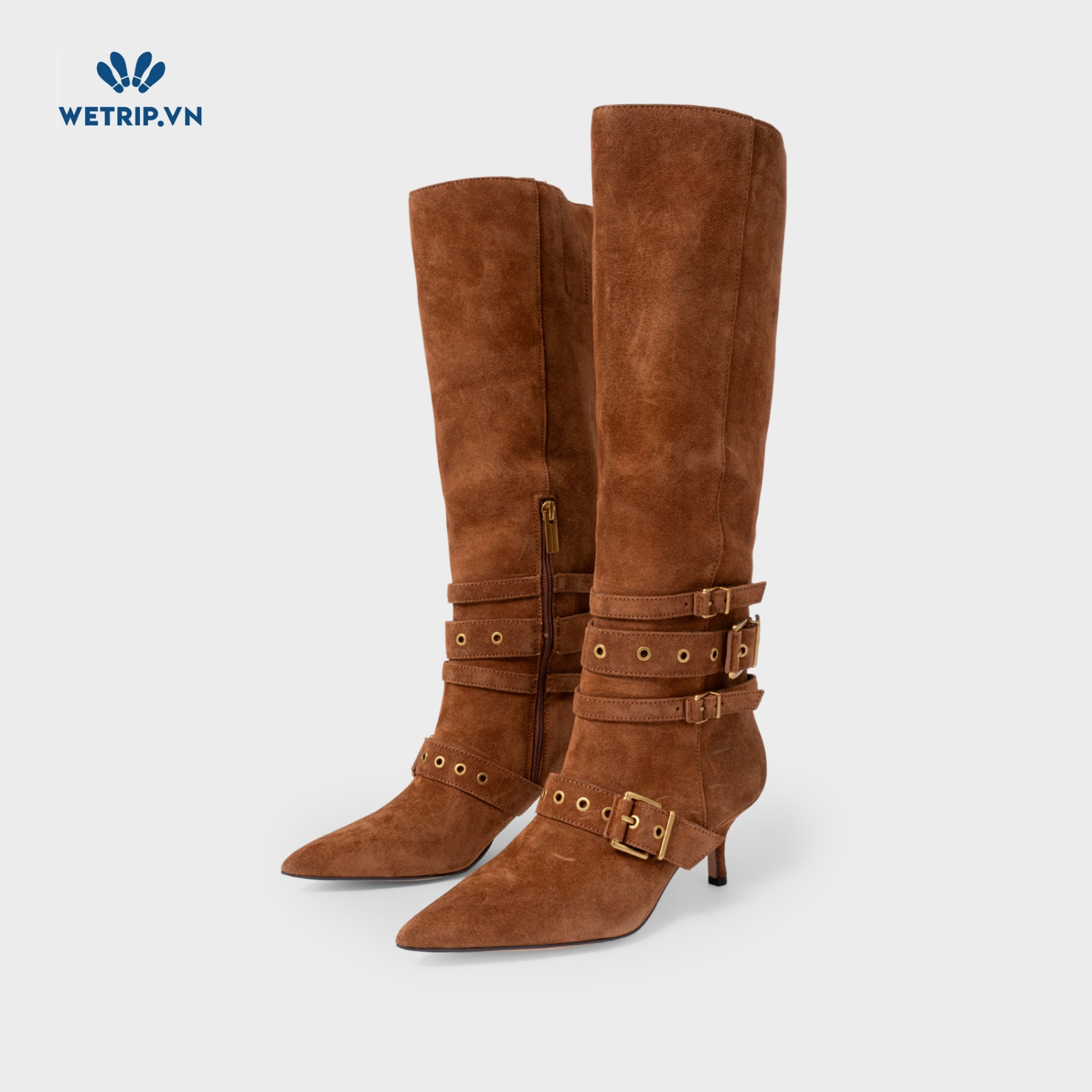 Boots Đầu Gối Cao Gót Vince Camuto (Da lộn-Nâu) Mã BDG-CG-VC-010-B