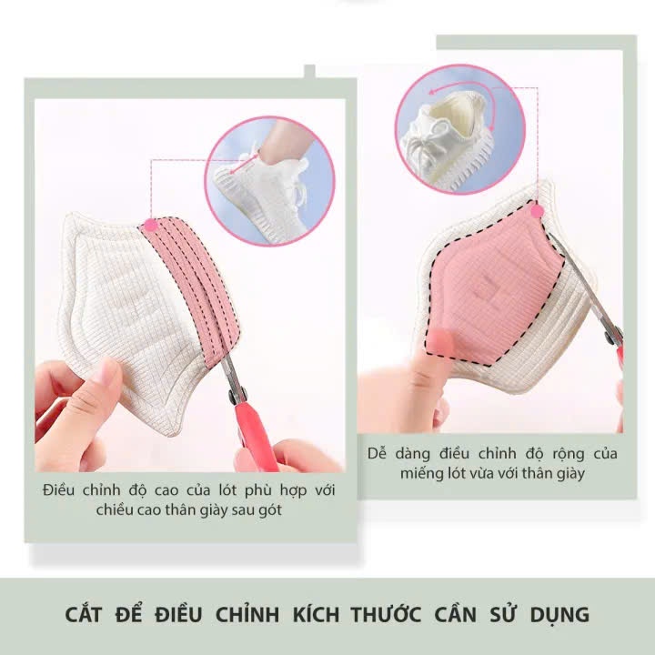 Lót giày giảm size, bảo vệ gót sau dùng cho giày thể thao nam nữ (màu kem)