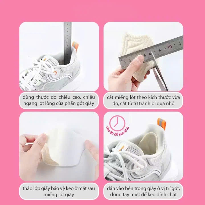 Lót giày giảm size, bảo vệ gót sau dùng cho giày thể thao nam nữ (màu kem)