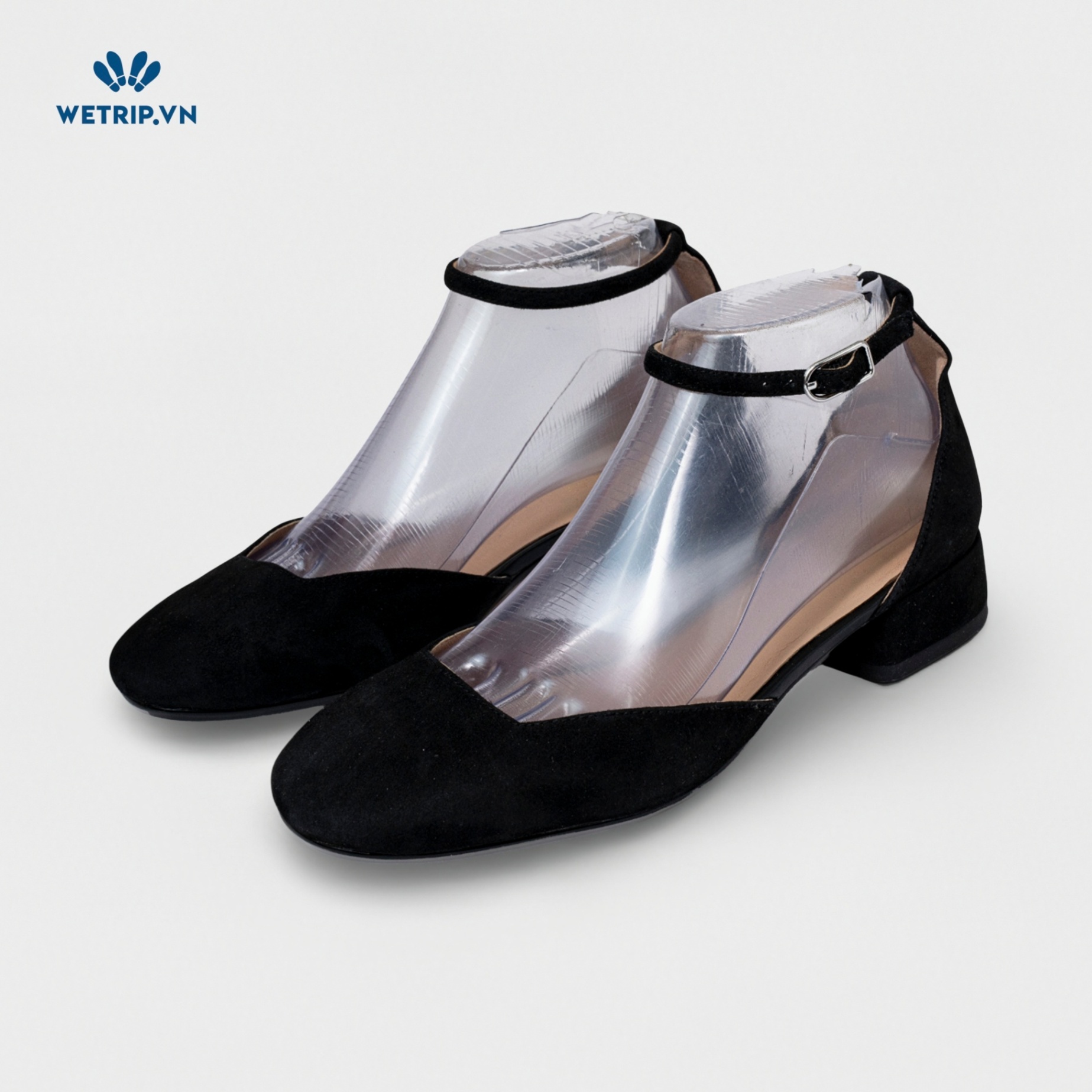 Giày Cao Gót We_Geoxx (Da lộn-Đen, mũi tròn) Mã GCG-GEOX-007-A