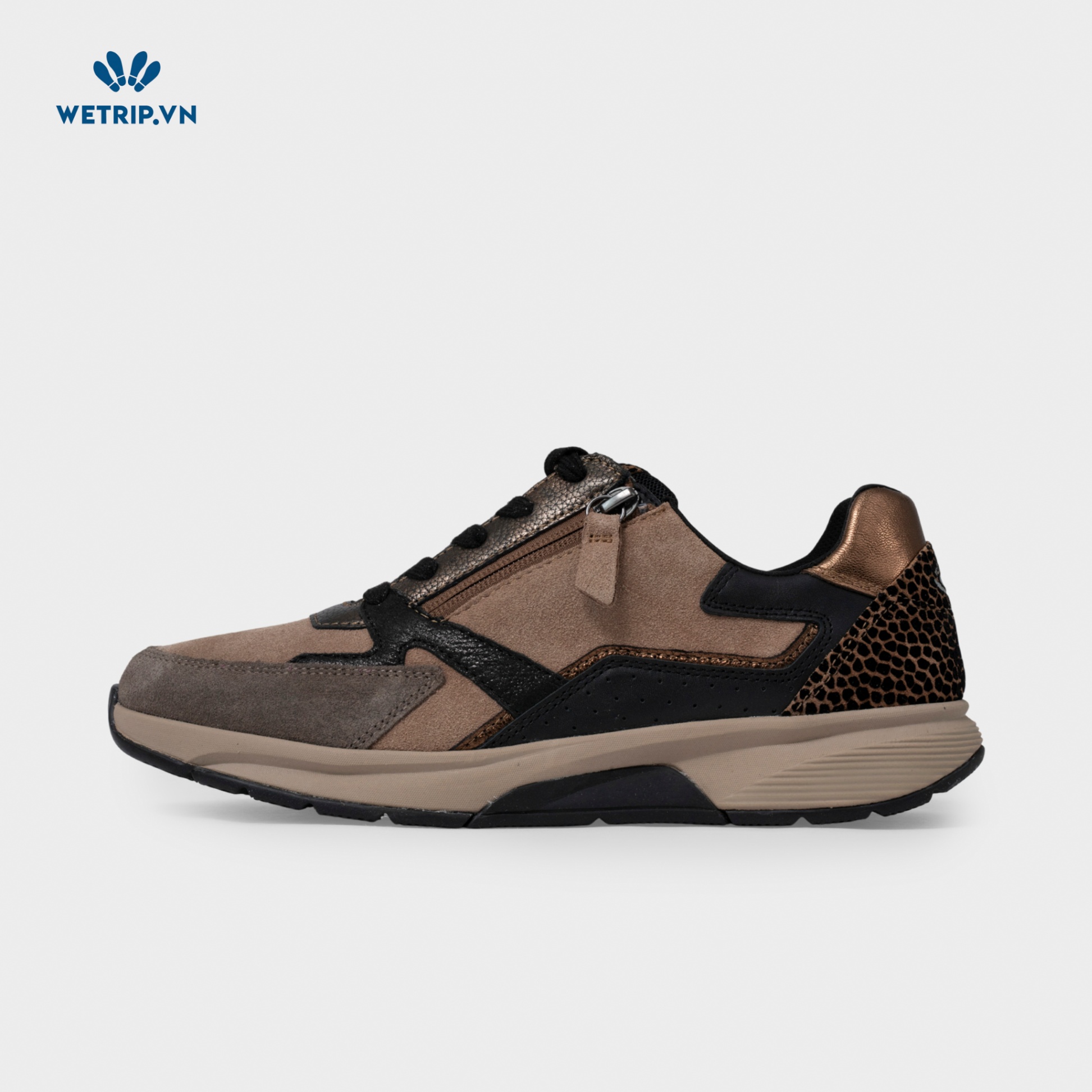 Sneaker Gabor (Da-Nâu mix đen đế beo) Mã SN-GB-021-P