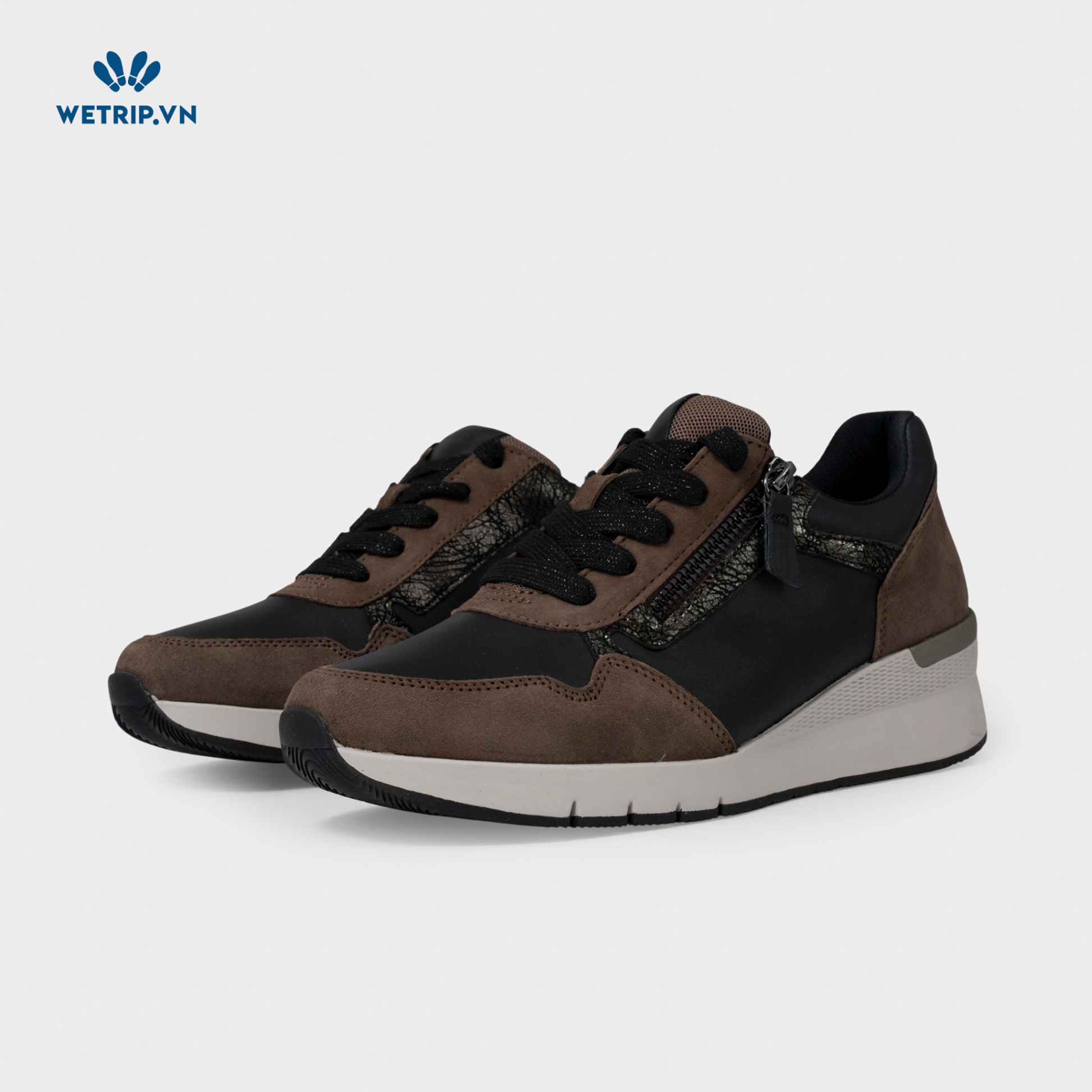 Sneaker Gabor (Da-Đen mix nâu gót nâu) Mã SN-GB-020-F