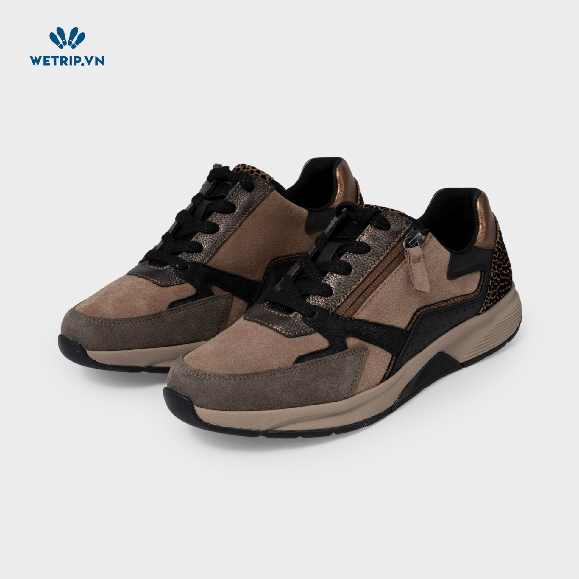 Sneaker Gabor (Da-Nâu mix đen đế beo) Mã SN-GB-021-P