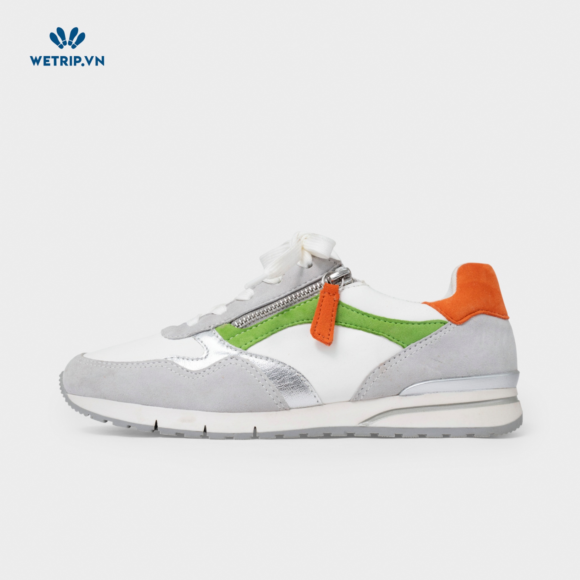 Sneaker Gabor (Da-Trắng xám viền xanh gót cam) Mã SN-GB-019-D