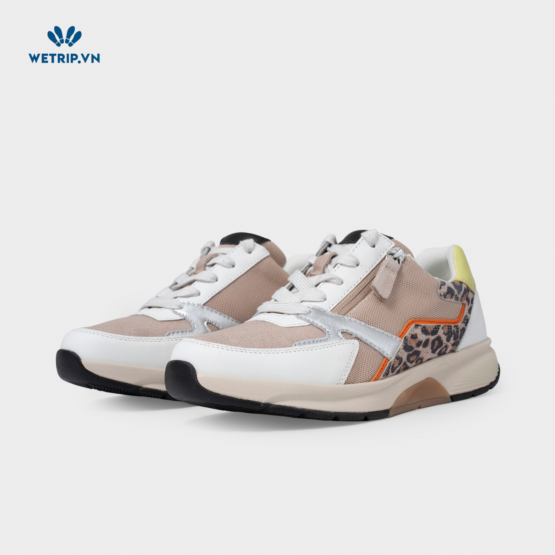 Sneaker Gabor (Da-Trắng nâu mĩ beo gót vàng)Mã SN-GB-021-D