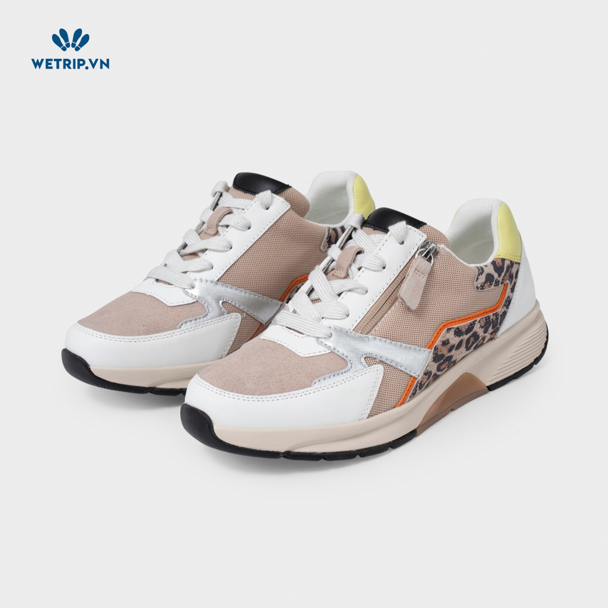 Sneaker Gabor (Da-Trắng nâu mĩ beo gót vàng)Mã SN-GB-021-D