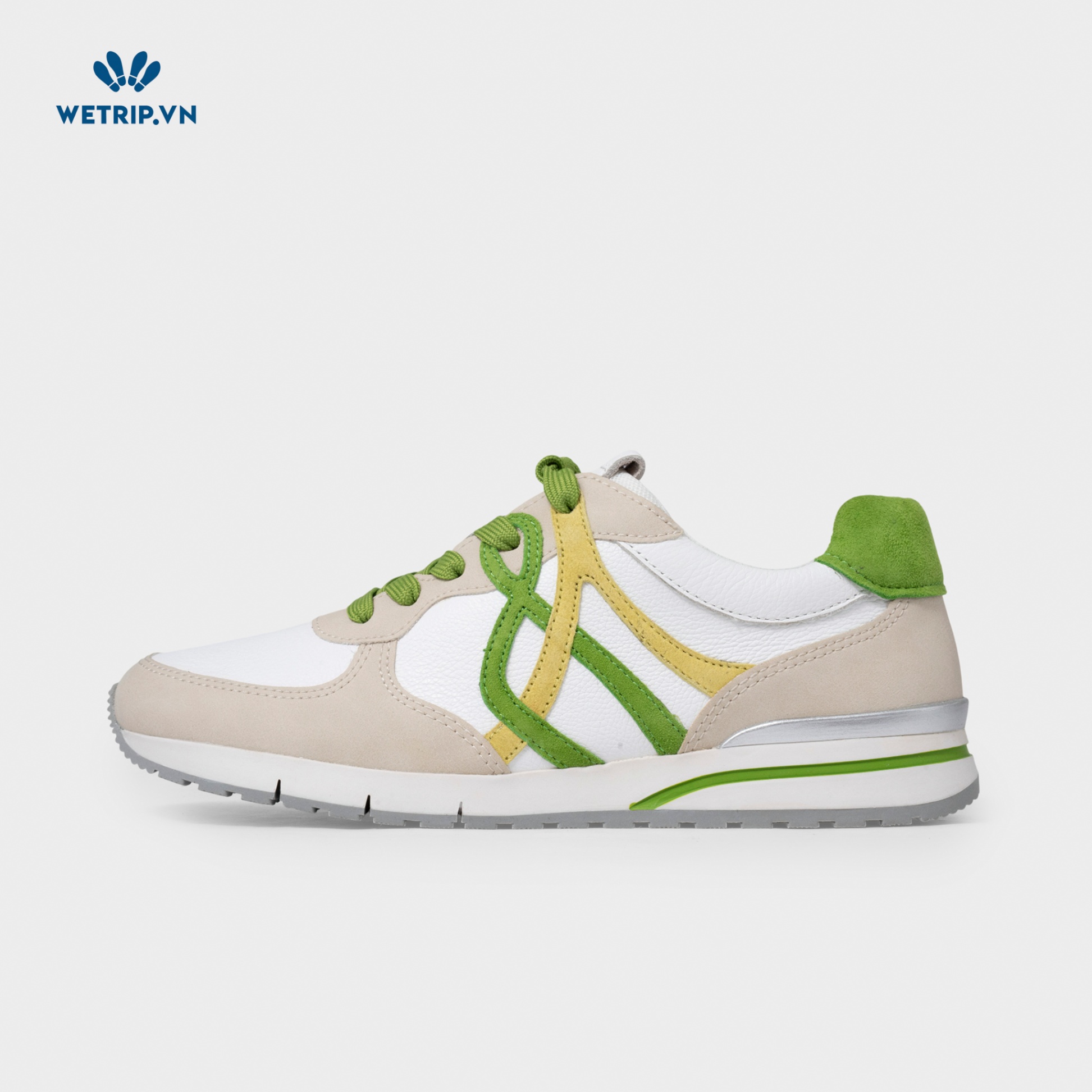 Sneaker Gabor (Da-Trắng mix be viền xanh vàng gót xanh) Mã SN-GB-026-E