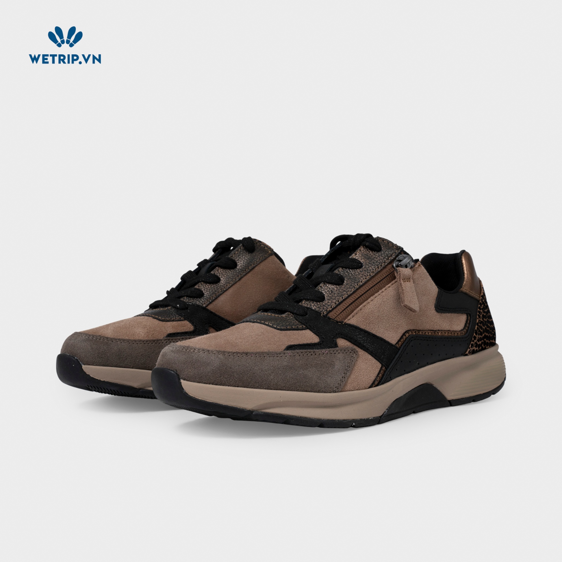 Sneaker Gabor (Da-Nâu mix đen đế beo) Mã SN-GB-021-P