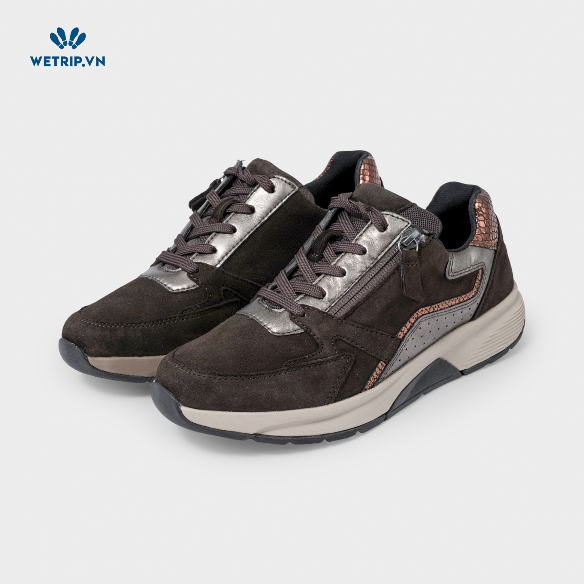 Sneaker Gabor (Da-Nâu đậm gót vàng đồng)Mã SN-GB-021-N