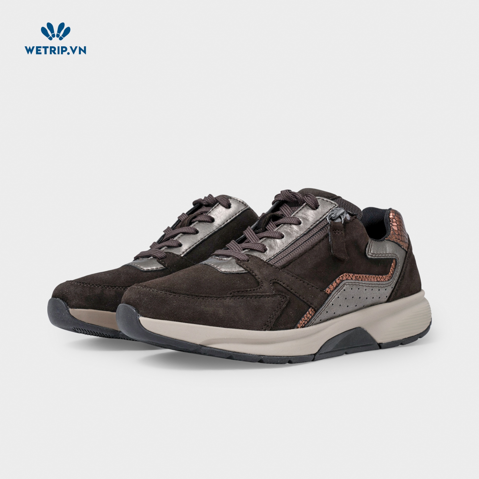 Sneaker Gabor (Da-Nâu đậm gót vàng đồng)Mã SN-GB-021-N