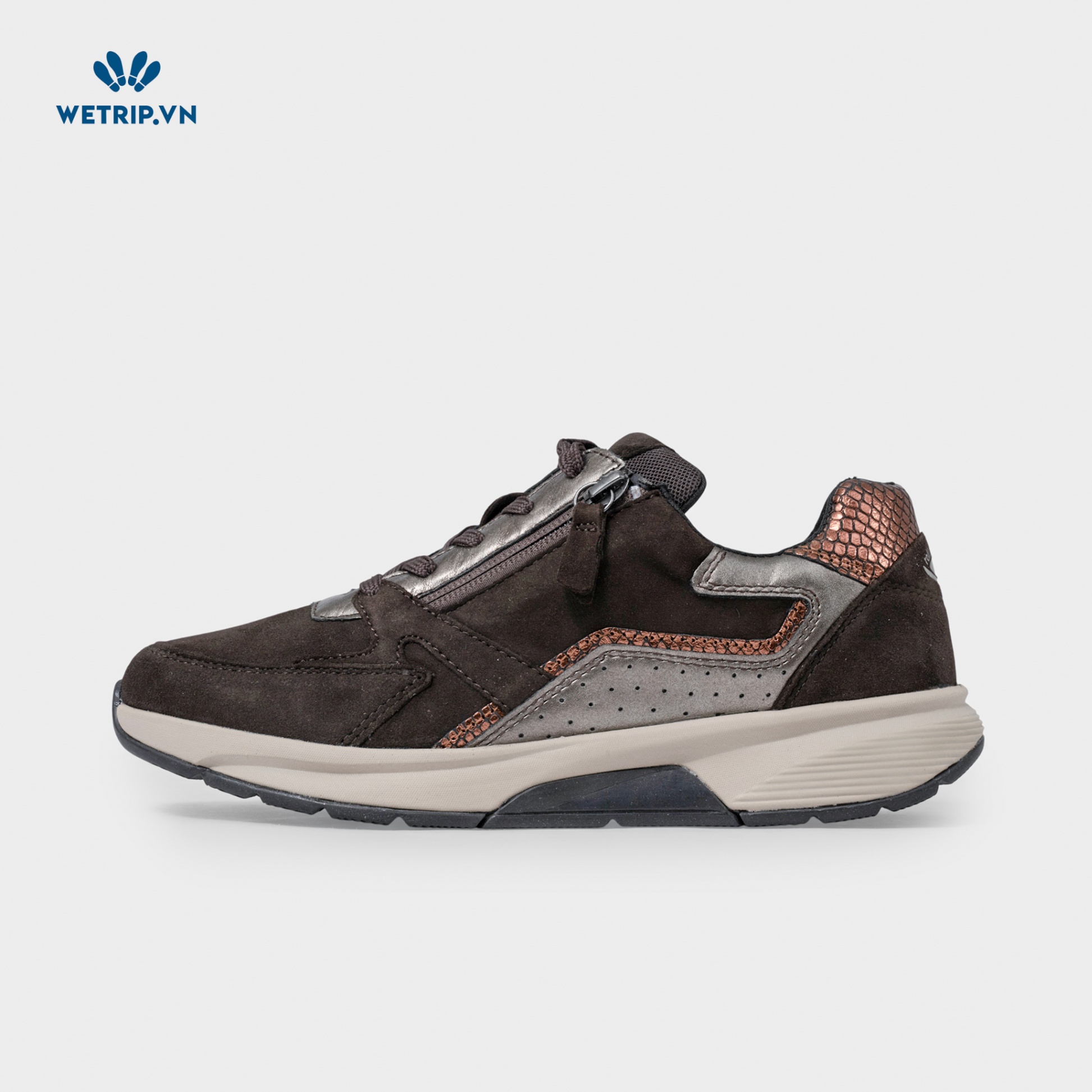 Sneaker Gabor (Da-Nâu đậm gót vàng đồng)Mã SN-GB-021-N