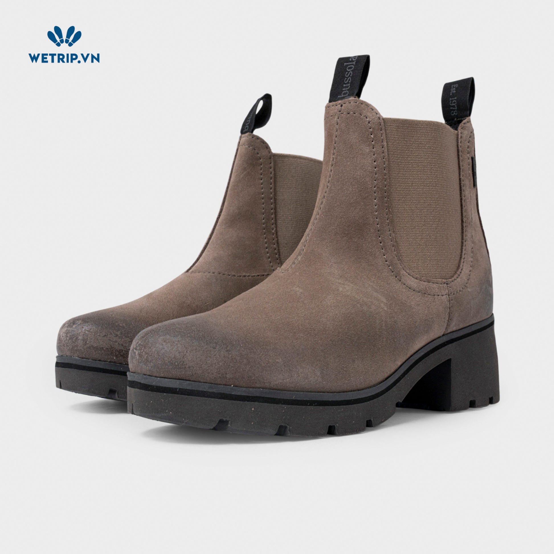 Boots Lửng cao Gót Bussola (Da-Nâu xám) Mã BL-CG-BSL-062-C