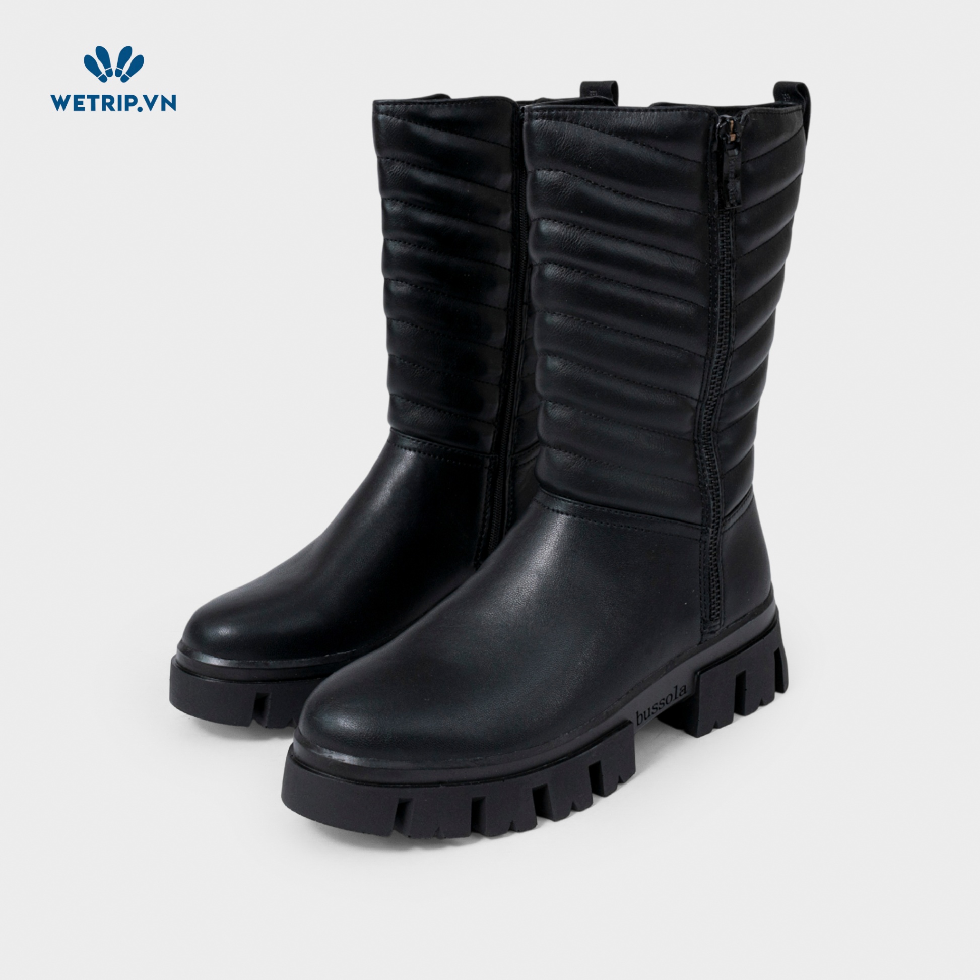 Boots Lửng Đế Bằng Bussola (Da-Đen) Mã BL-DB-BSL-058-B