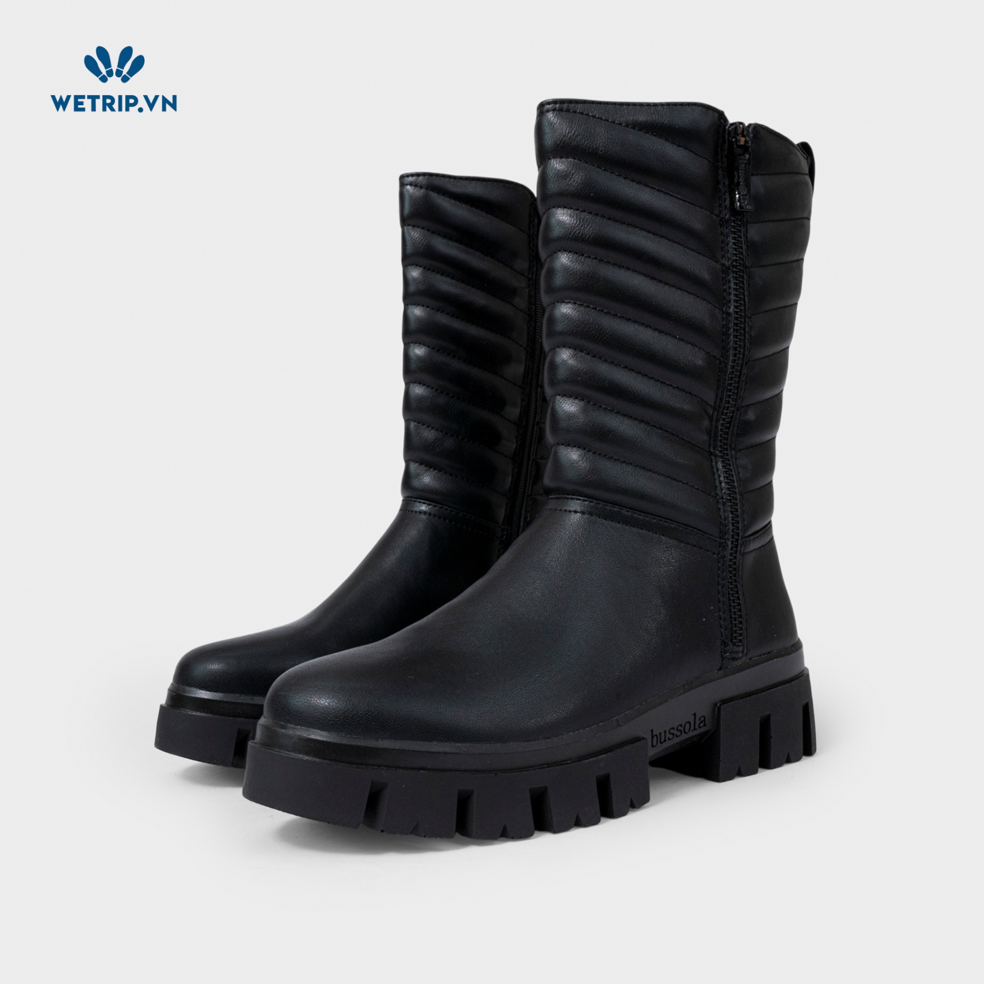 Boots Lửng Đế Bằng Bussola (Da-Đen) Mã BL-DB-BSL-058-B