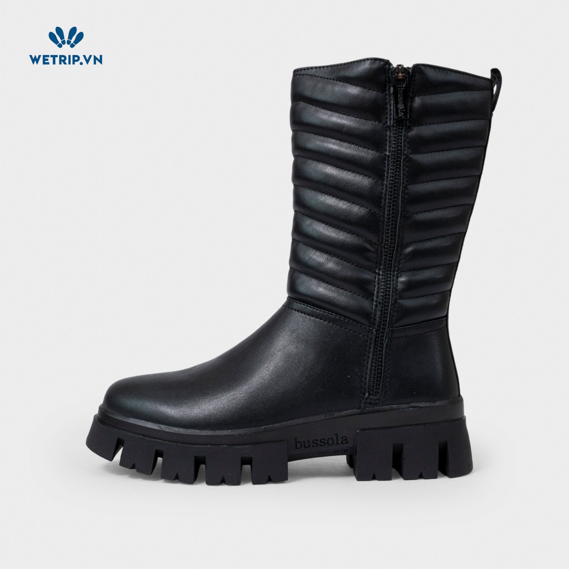 Boots Lửng Đế Bằng Bussola (Da-Đen) Mã BL-DB-BSL-058-B