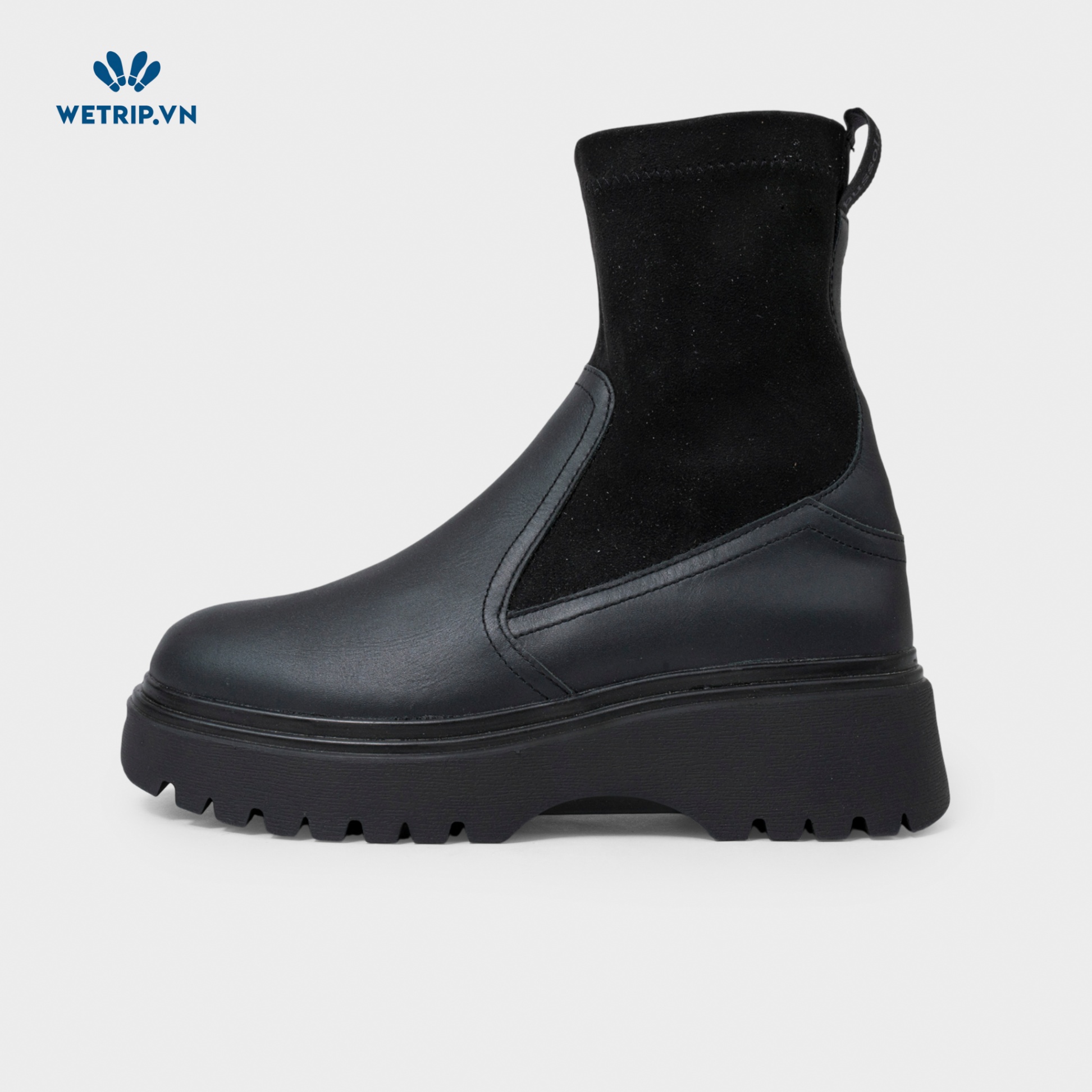 Boots Lửng Đế Bằng Bussola (Da-Đen cổ da lộn) Mã BL-DB-BSL-062-A2