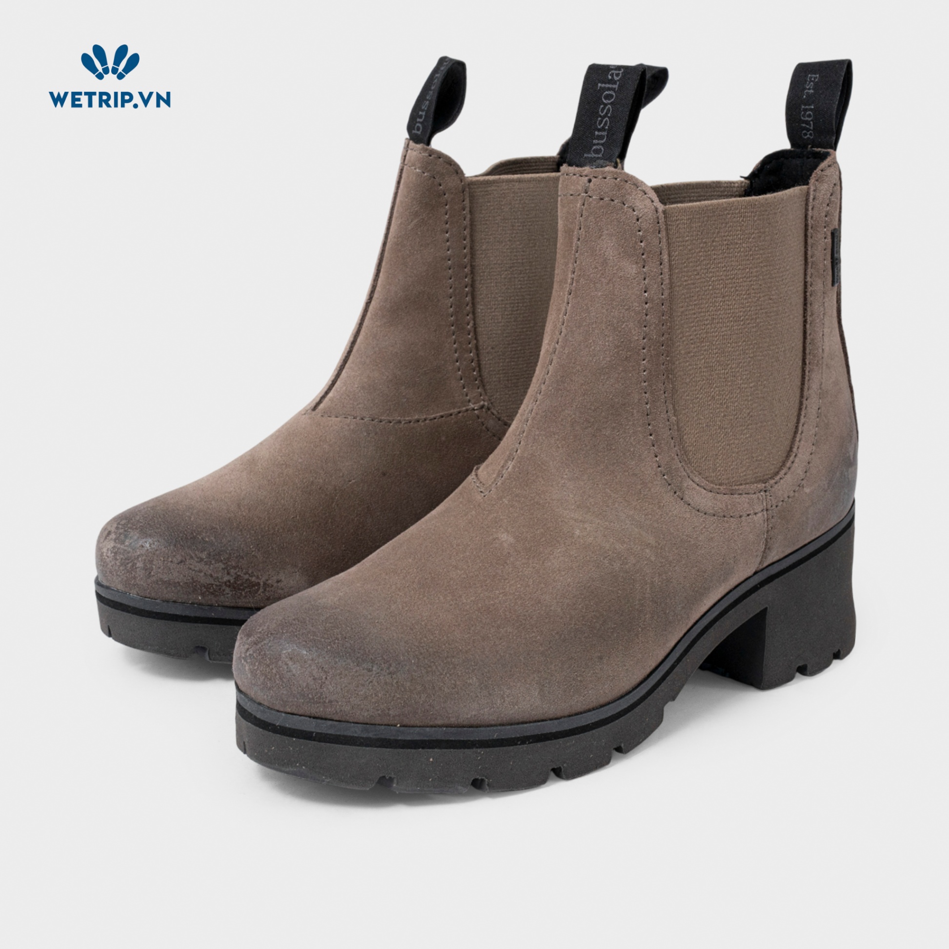 Boots Lửng cao Gót Bussola (Da-Nâu xám) Mã BL-CG-BSL-062-C