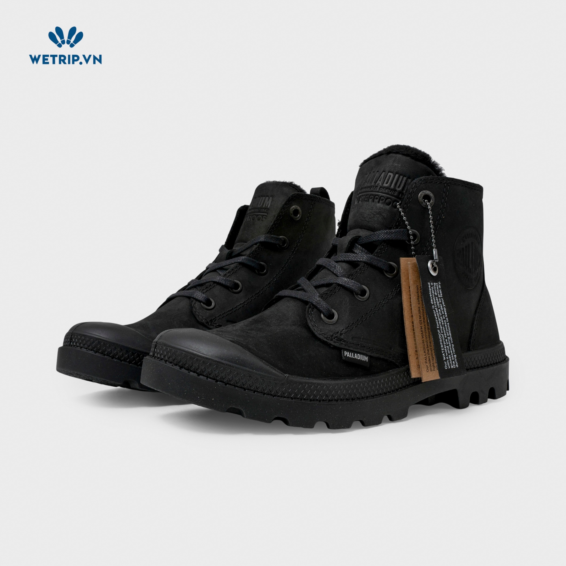 Boots Mắt Cá Đế Bằng Palladium (Đen-Lót lông) Mã BMC-DB-PALA-004-A