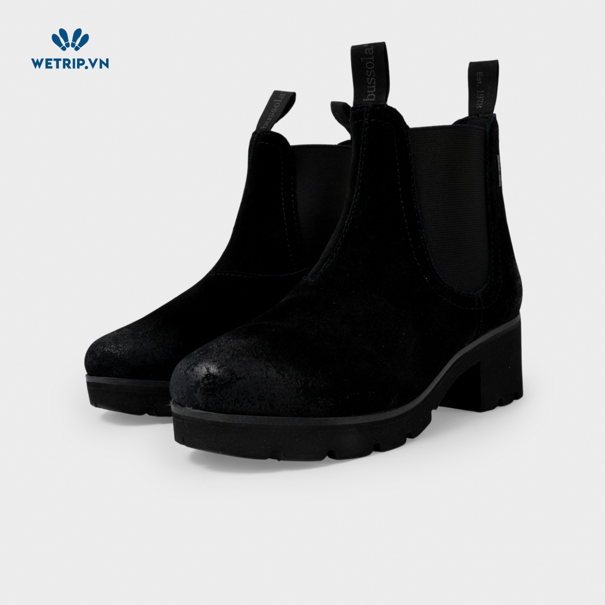 Boots Lửng cao Gót Bussola (Nhung-Đen) Mã BL-CG-BSL-062-A2