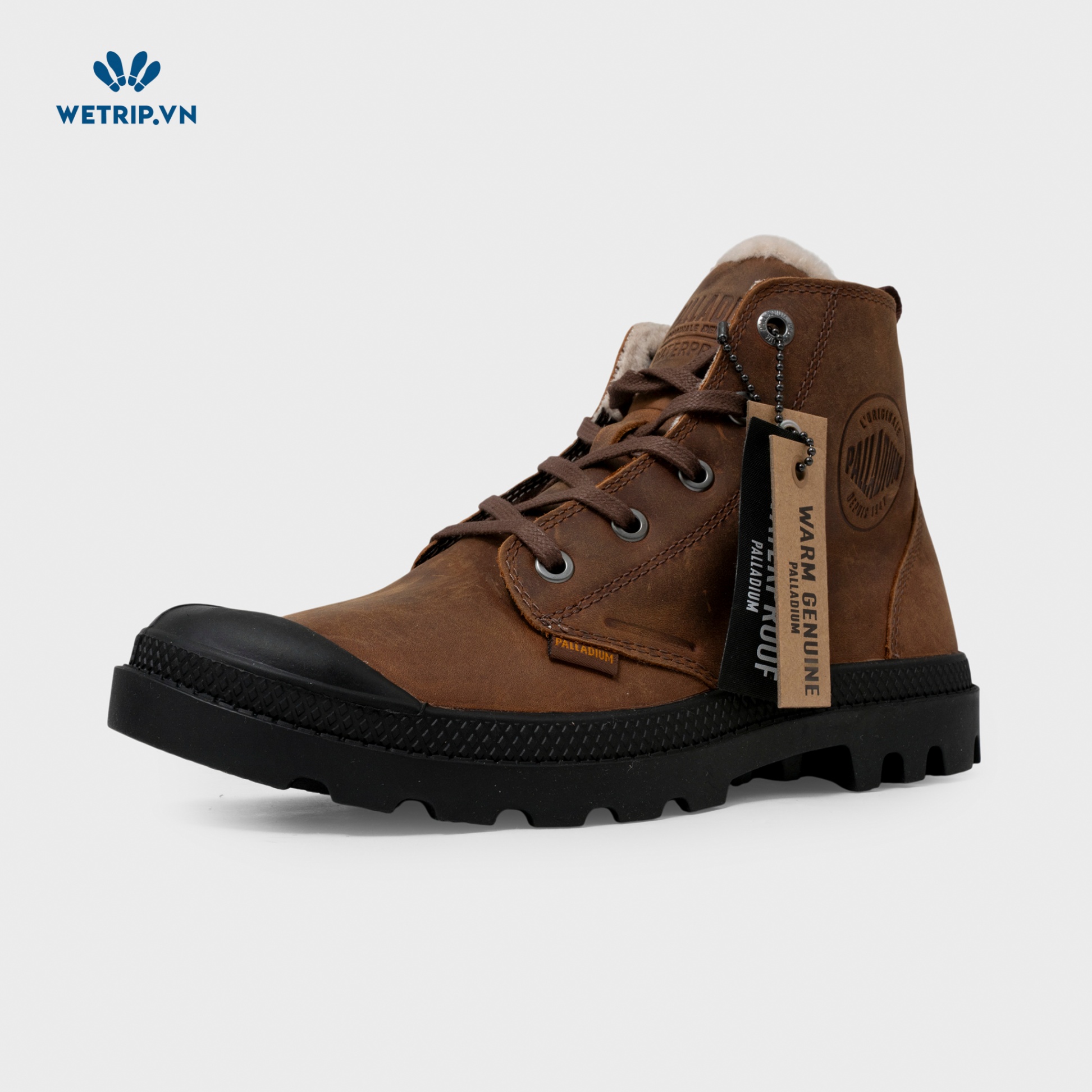Boots Mắt Cá Đế Bằng Palladium (Nâu-Lót lông) Mã BMC-DB-PALA-004-B