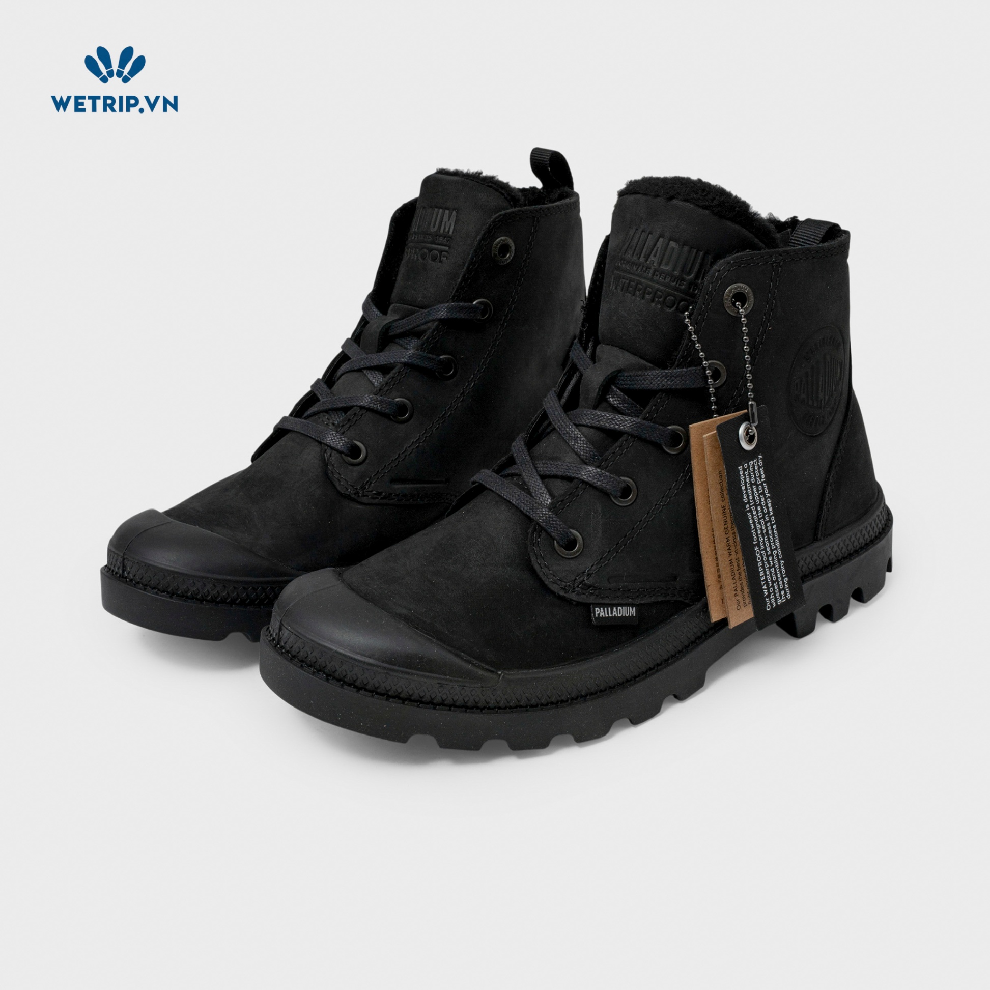 Boots Mắt Cá Đế Bằng Palladium (Đen-Lót lông) Mã BMC-DB-PALA-004-A