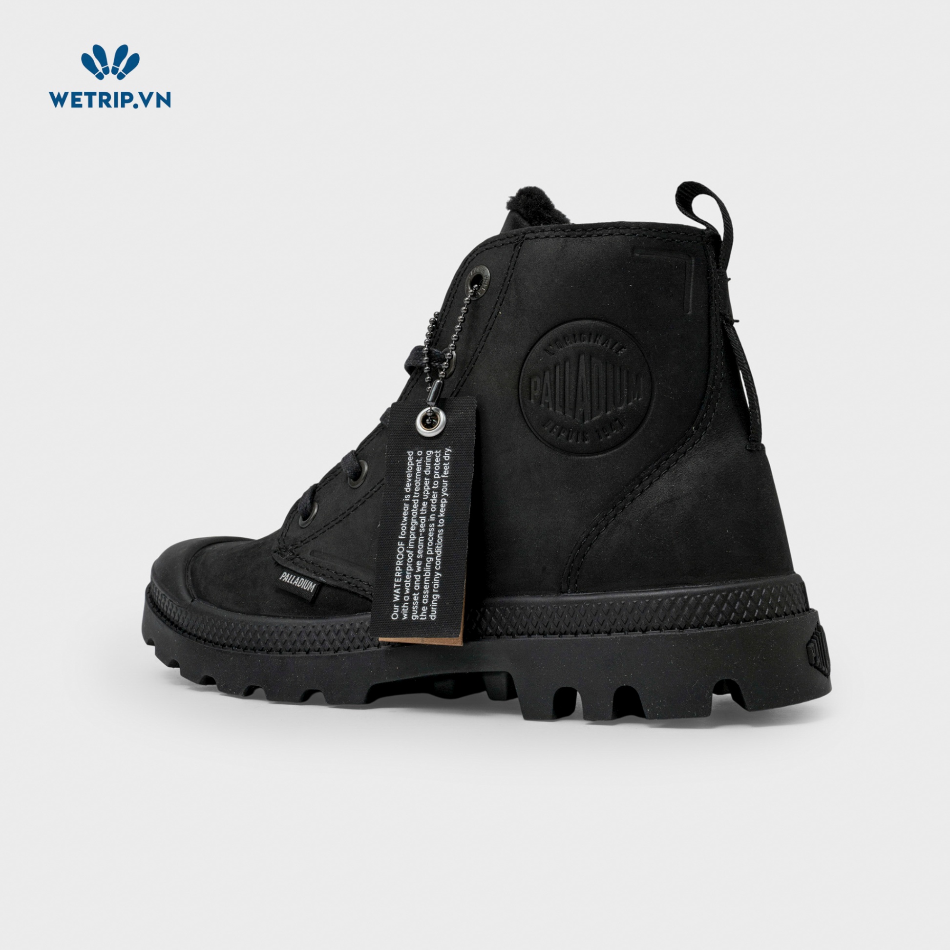 Boots Mắt Cá Đế Bằng Palladium (Đen-Lót lông) Mã BMC-DB-PALA-004-A