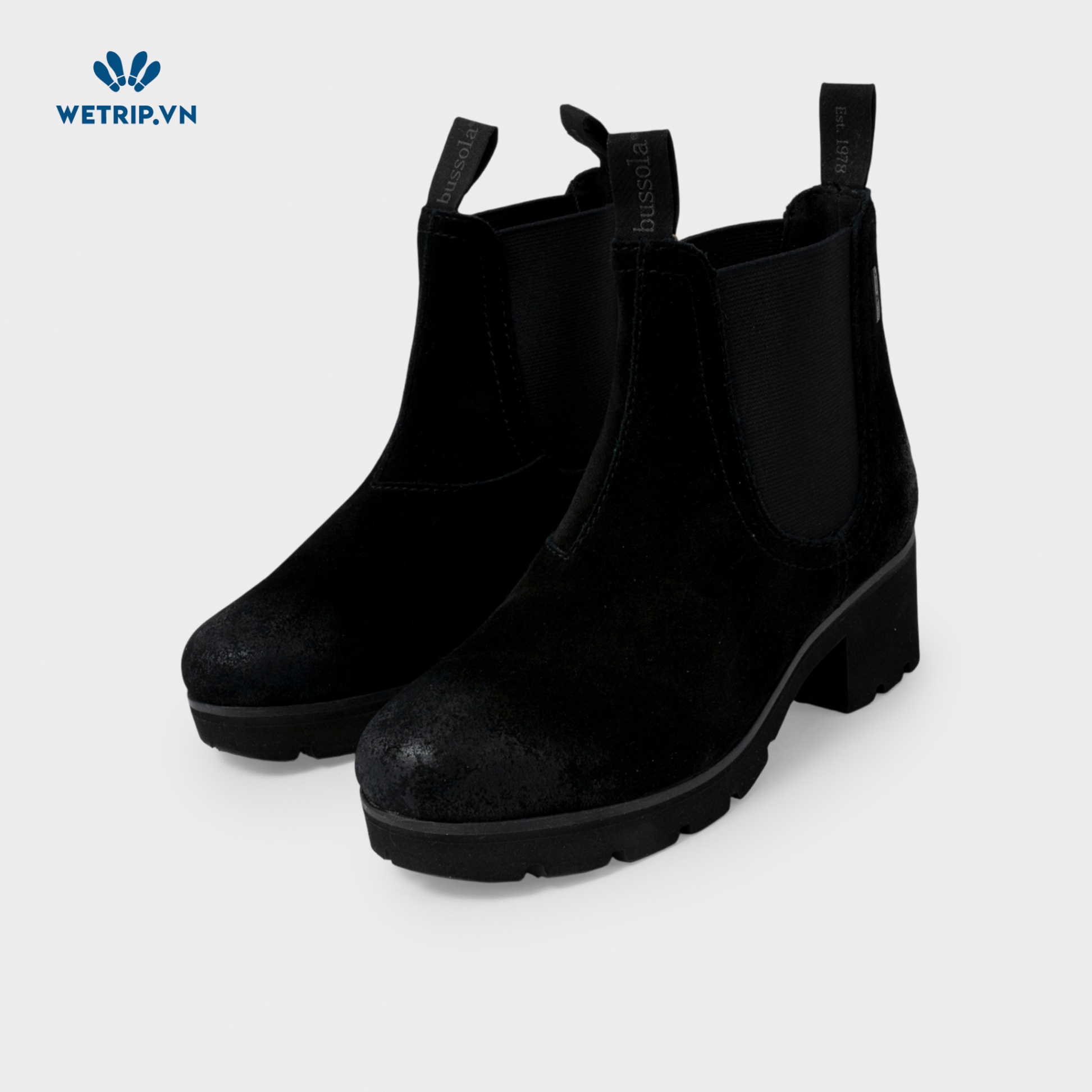 Boots Lửng cao Gót Bussola (Nhung-Đen) Mã BL-CG-BSL-062-A2