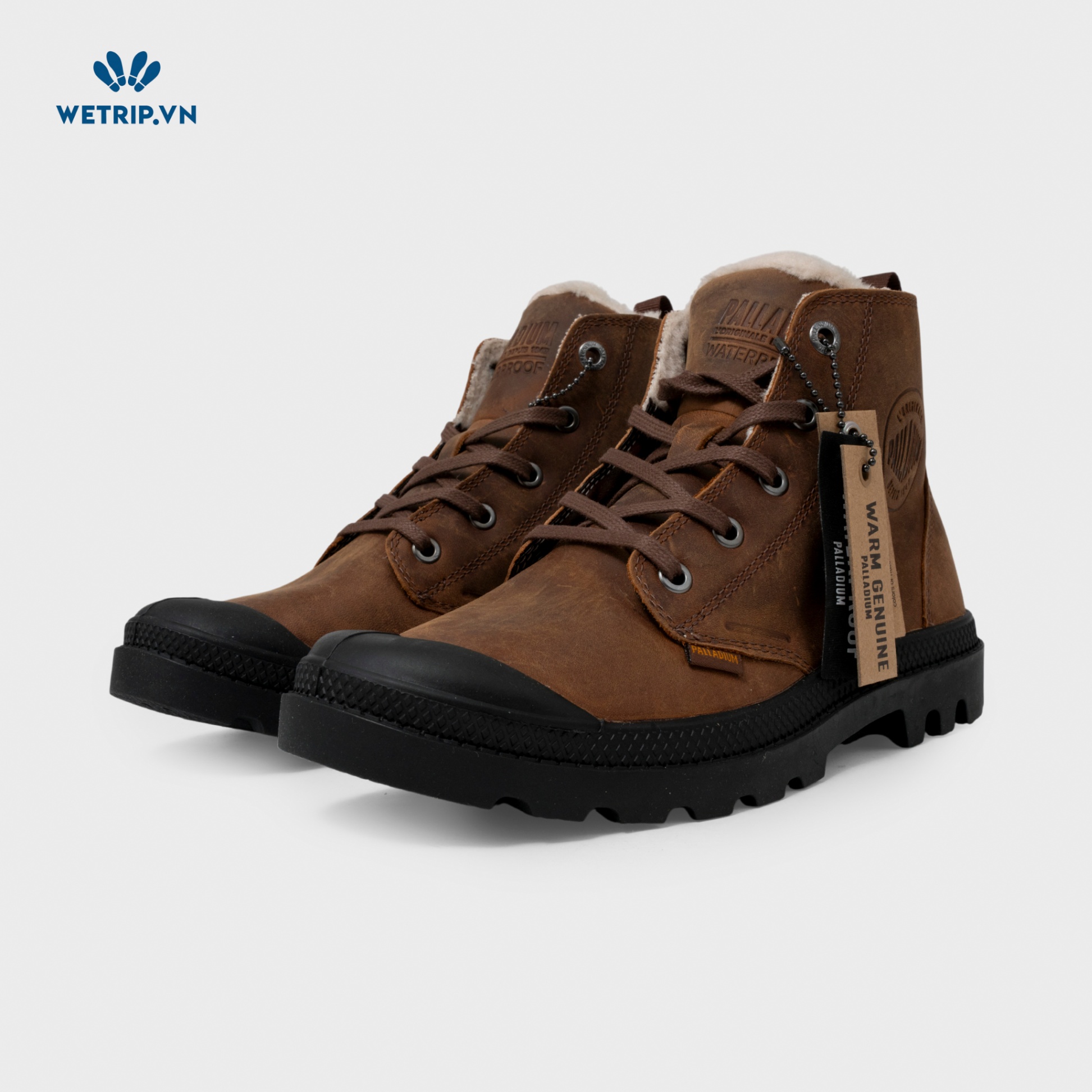 Boots Mắt Cá Đế Bằng Palladium (Nâu-Lót lông) Mã BMC-DB-PALA-004-B