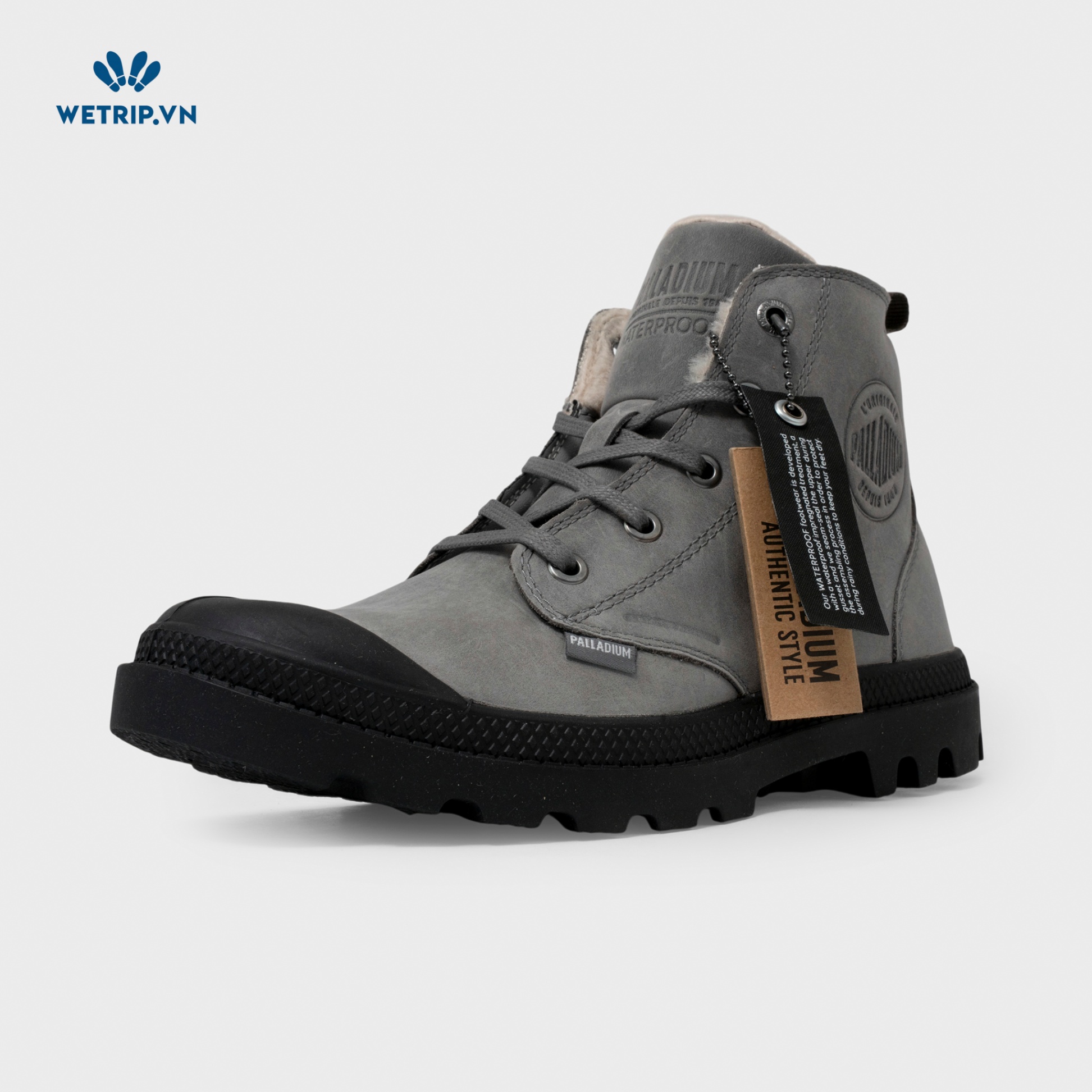 Boots Mắt Cá Đế Bằng Palladium (Xám-Lót lông) Mã BMC-DB-PALA-004-C