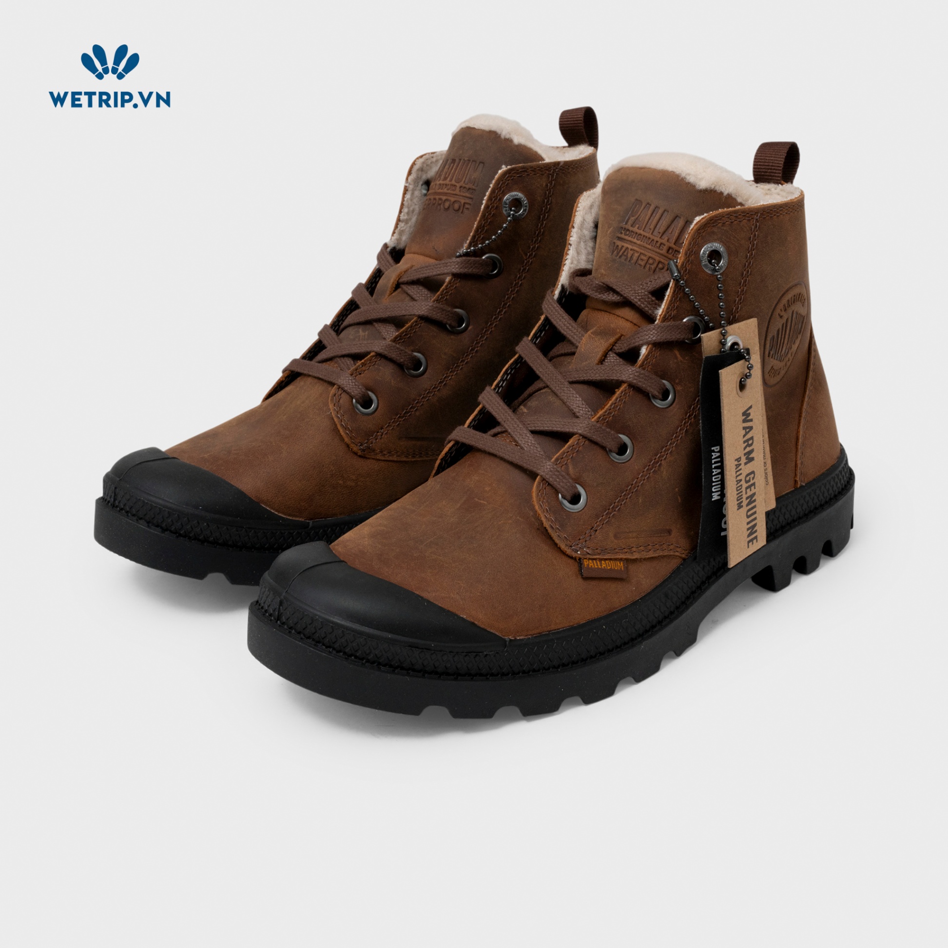 Boots Mắt Cá Đế Bằng Palladium (Nâu-Lót lông) Mã BMC-DB-PALA-004-B