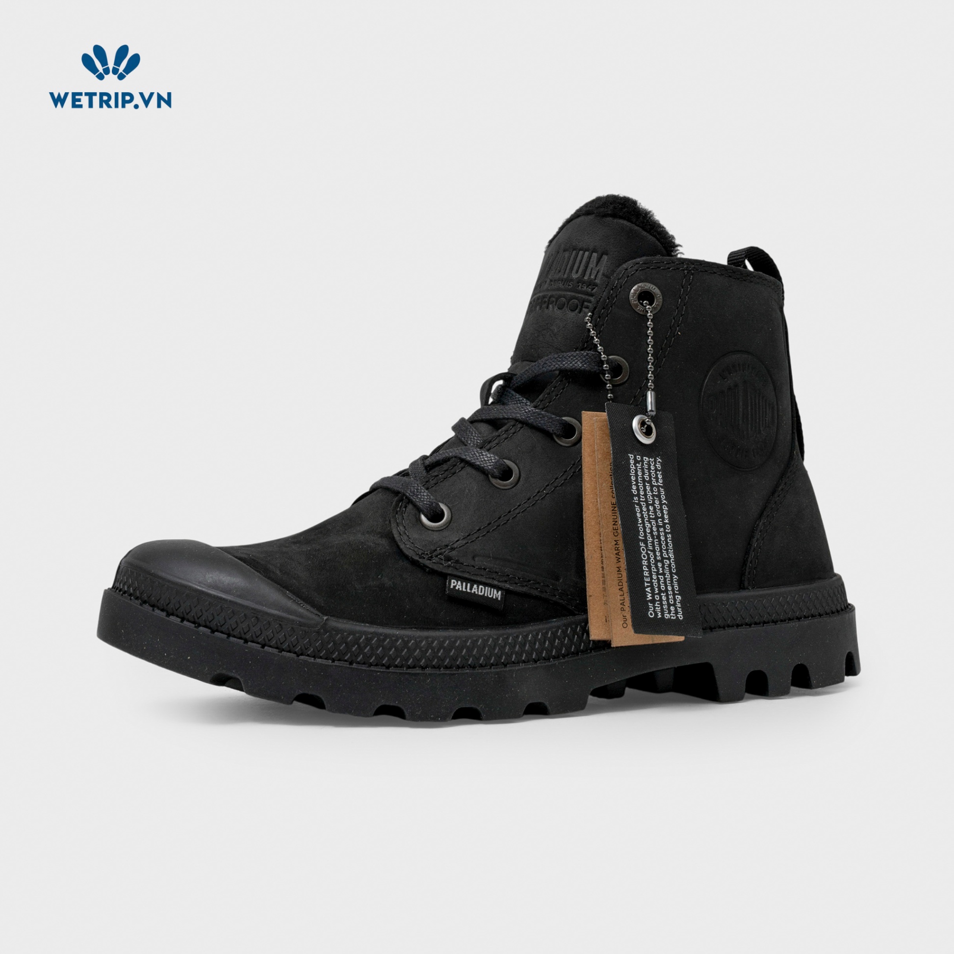 Boots Mắt Cá Đế Bằng Palladium (Đen-Lót lông) Mã BMC-DB-PALA-004-A