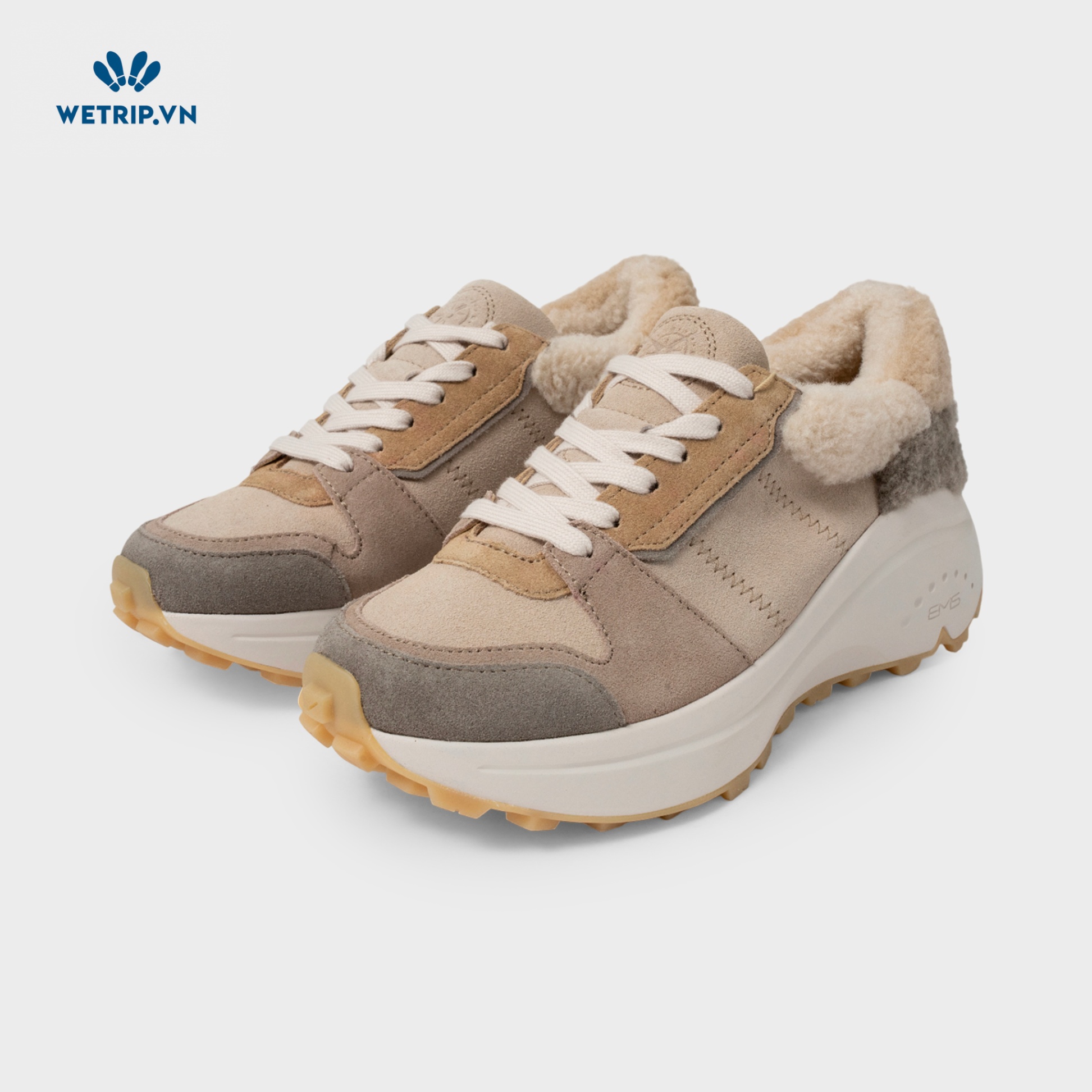 Sneaker Bussola (Kem, xám đế trắng) Mã SN-BSL-131-C